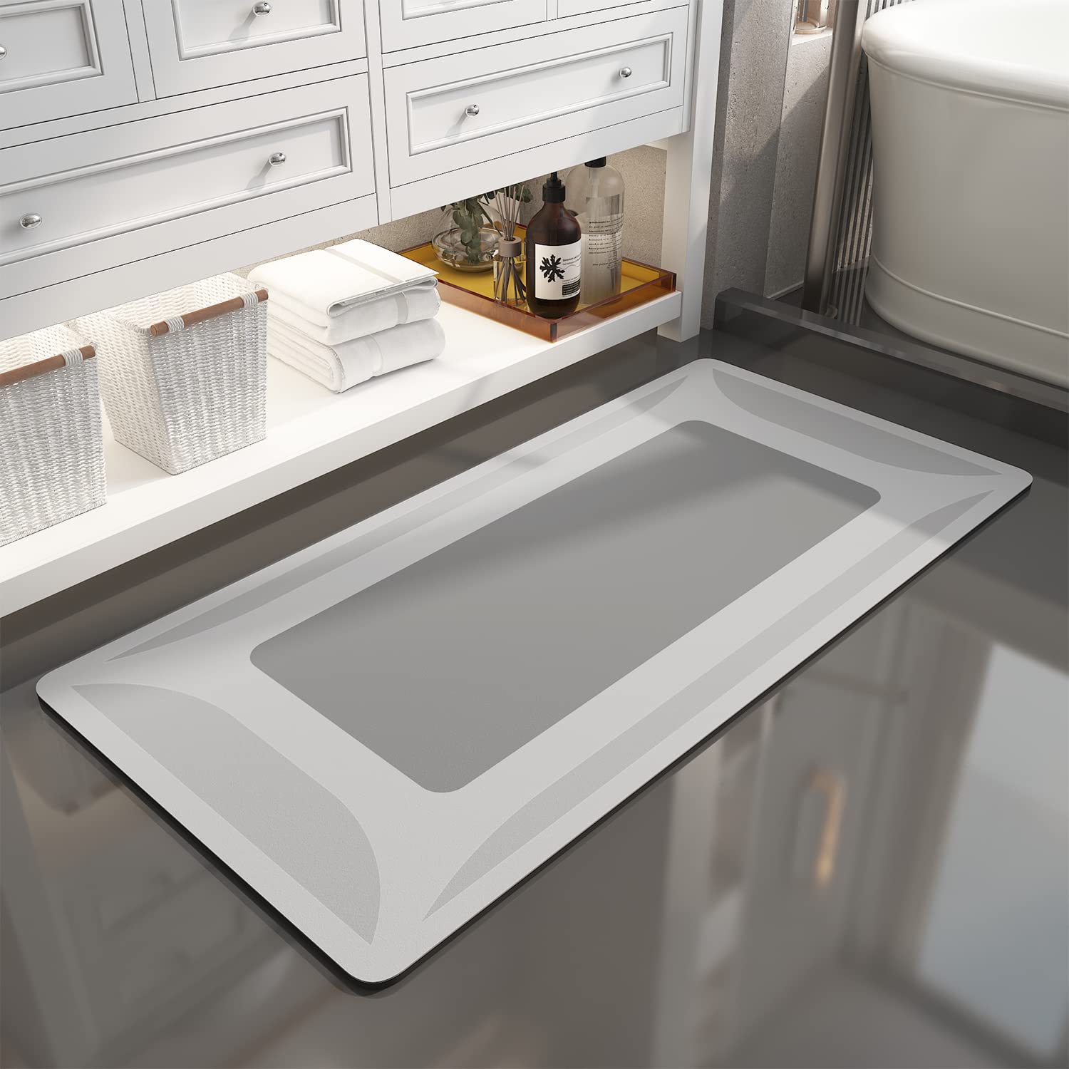 Bath Mat Rug-Quick Dry Absorbent Rubber Backed Bathroom Mat Thin Bathroom Rugs Fit Under Door-Bath Mats for Bathroom Floor Mat in Front of Sink-Shower Rug for Bathroom