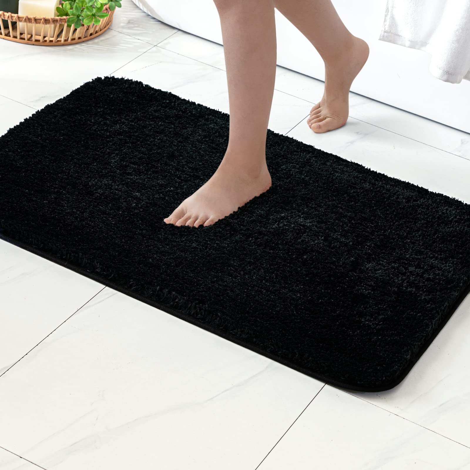 Pink Bathroom Rugs Sets 2 Piece - Absorbent Bath Mats Set Made of Thick Fluffy Microsiber for Bathroom Floor, Tub or Entryway, Non Slip Rubber Backside