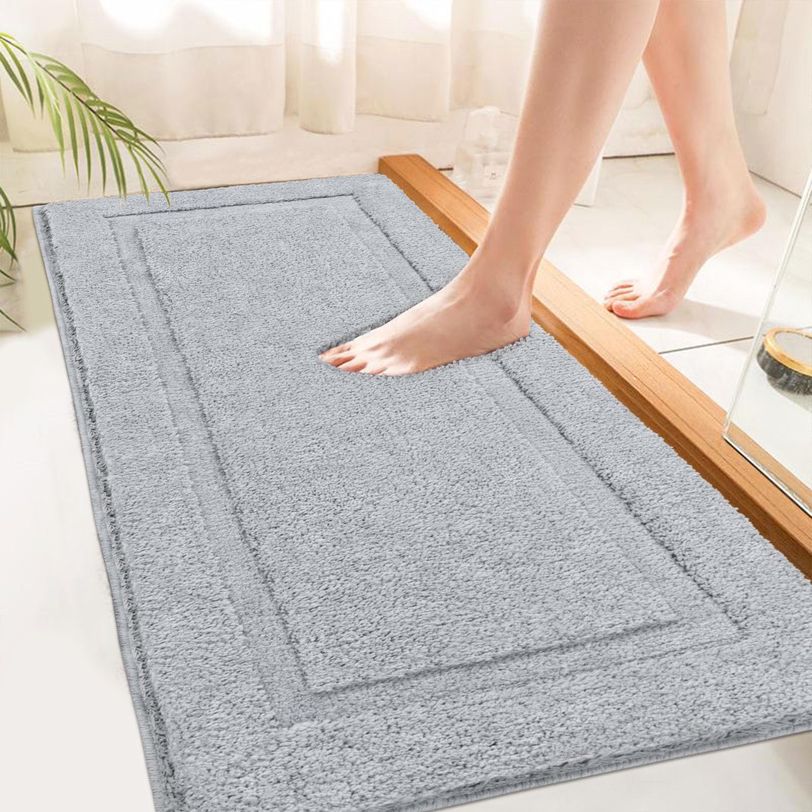 Super Soft Bath Rugs Set of 2 Pieces Bath Mat for Bathroom Rug Non Slip Plush Bath Rug Absorbent Bathroom Rug Set Washable