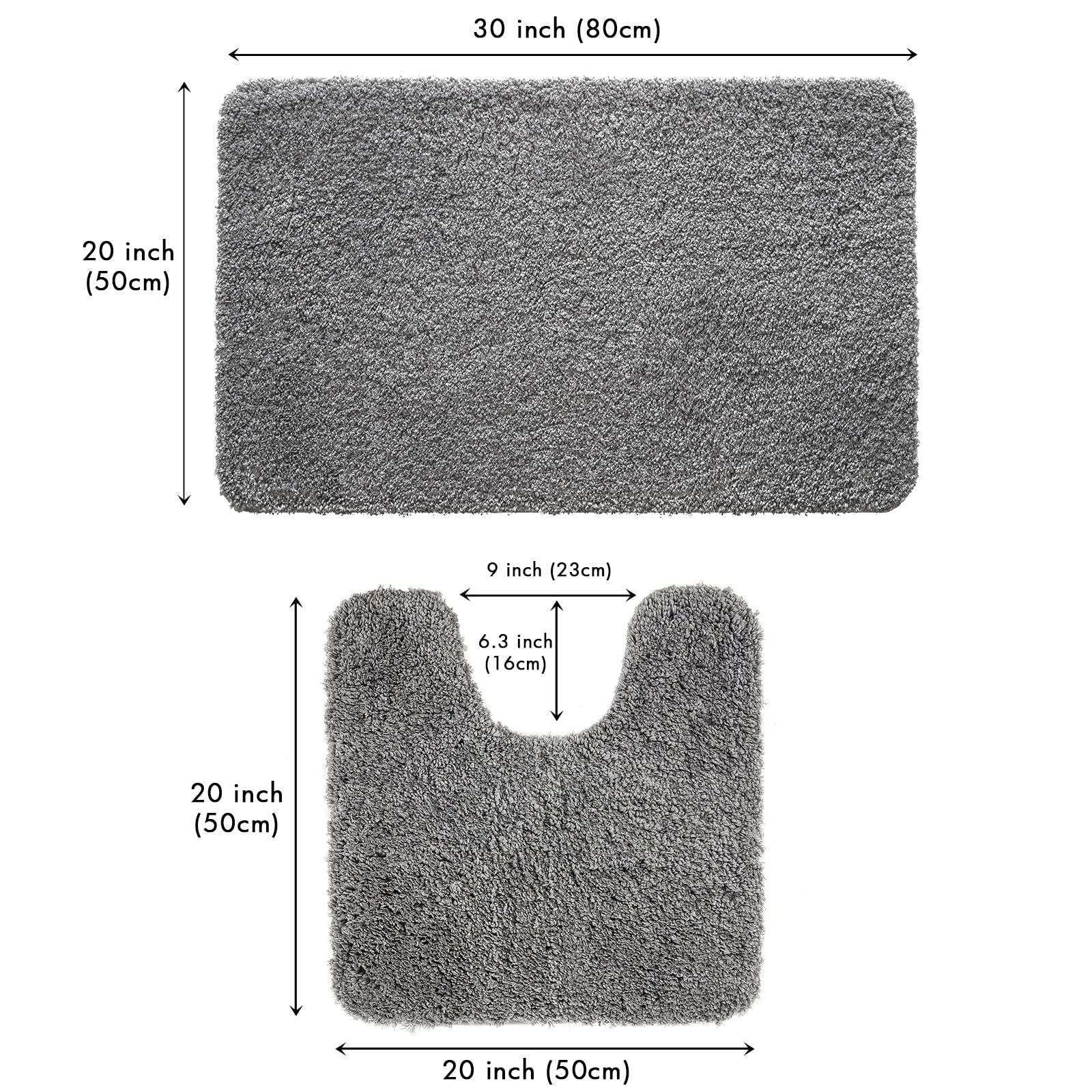 Pink Bathroom Rugs Sets 2 Piece - Absorbent Bath Mats Set Made of Thick Fluffy Microsiber for Bathroom Floor, Tub or Entryway, Non Slip Rubber Backside