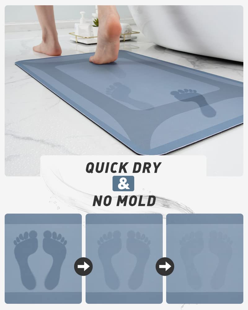 Bath Mat Rug-Quick Dry Absorbent Rubber Backed Bathroom Mat Thin Bathroom Rugs Fit Under Door-Bath Mats for Bathroom Floor Mat in Front of Sink-Shower Rug for Bathroom
