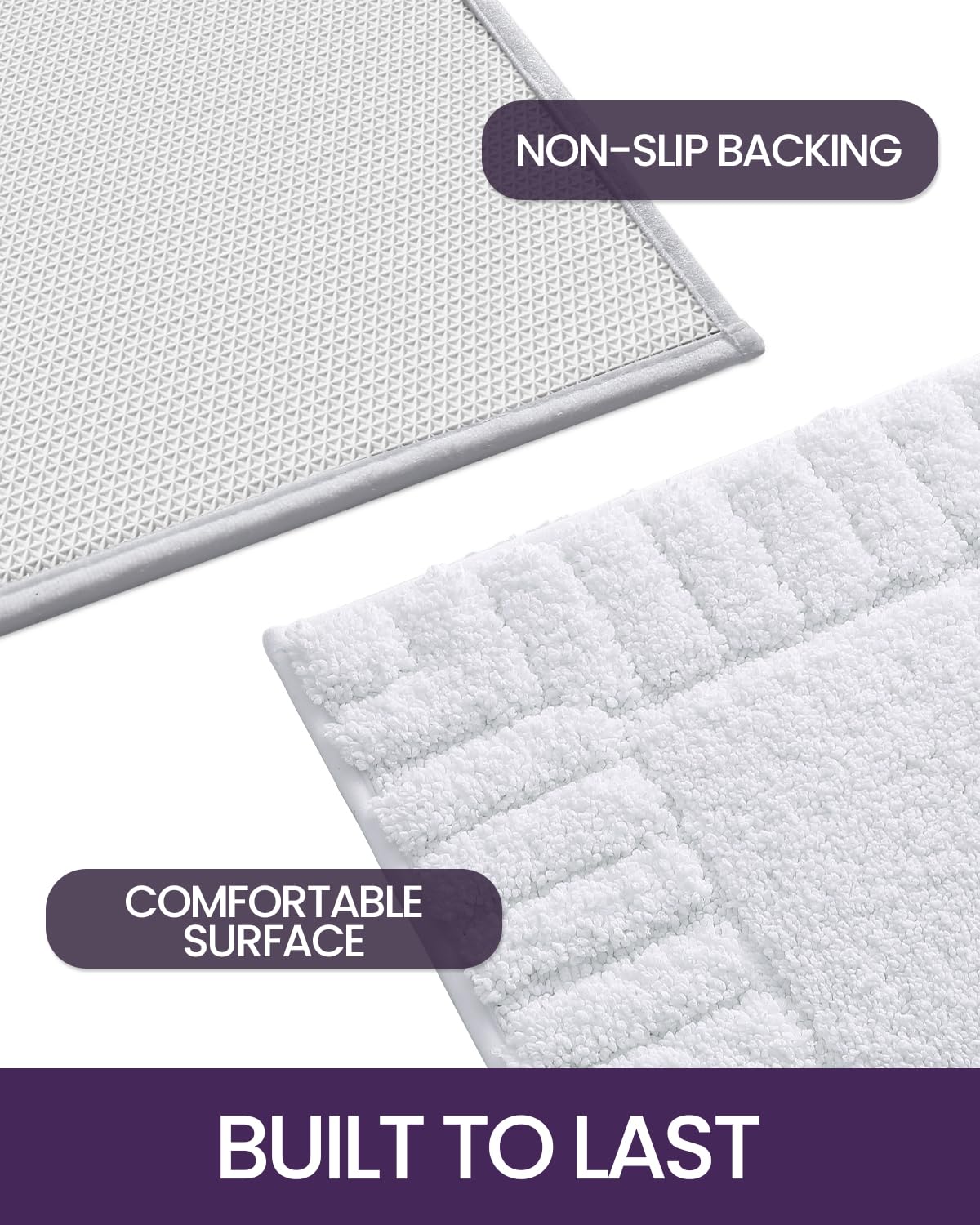 改DEXI Bathroom Rugs 16"x24", Non Slip Bath Mats for Bathroom Floor, Ultra Soft and Absorbent Bath Rug Shower Carpet, Machine Washable, White