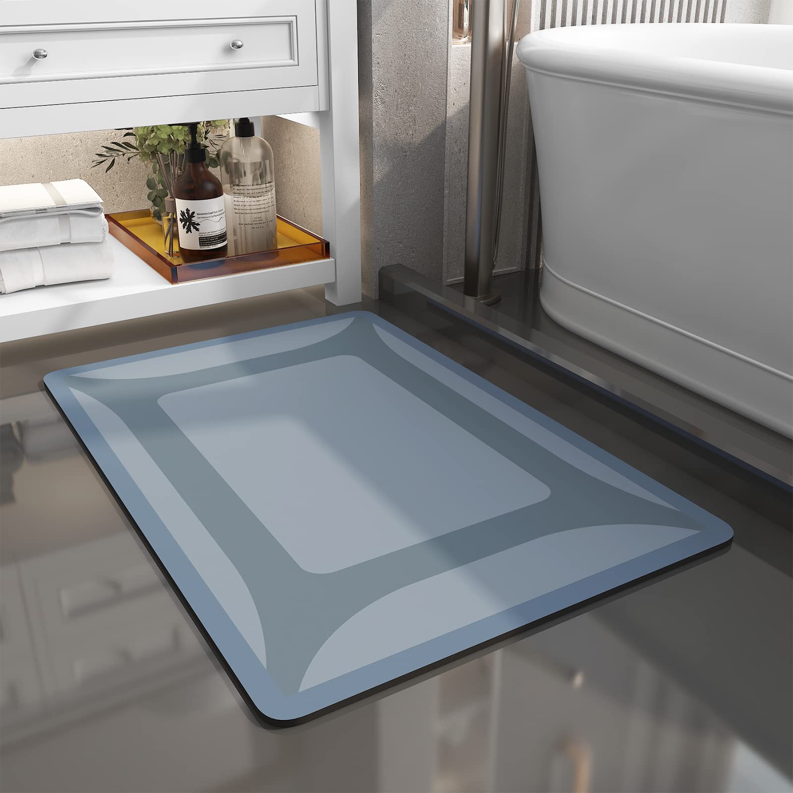 Bath Mat Rug-Quick Dry Absorbent Rubber Backed Bathroom Mat Thin Bathroom Rugs Fit Under Door-Bath Mats for Bathroom Floor Mat in Front of Sink-Shower Rug for Bathroom