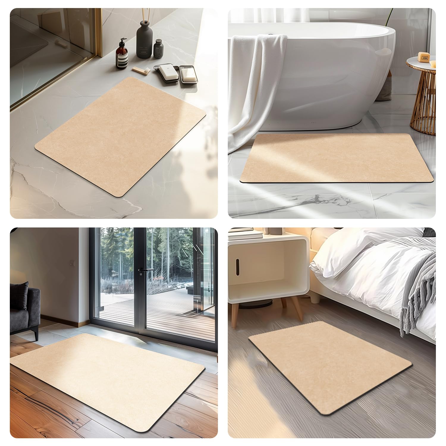 Quick Dry Bath Mat, Bathroom Rugs Non Slip Washable Thin Absorbent Bath Mat Fits Under Door Bathroom Floor Mat Perfect for Bath, Shower, or Sink
