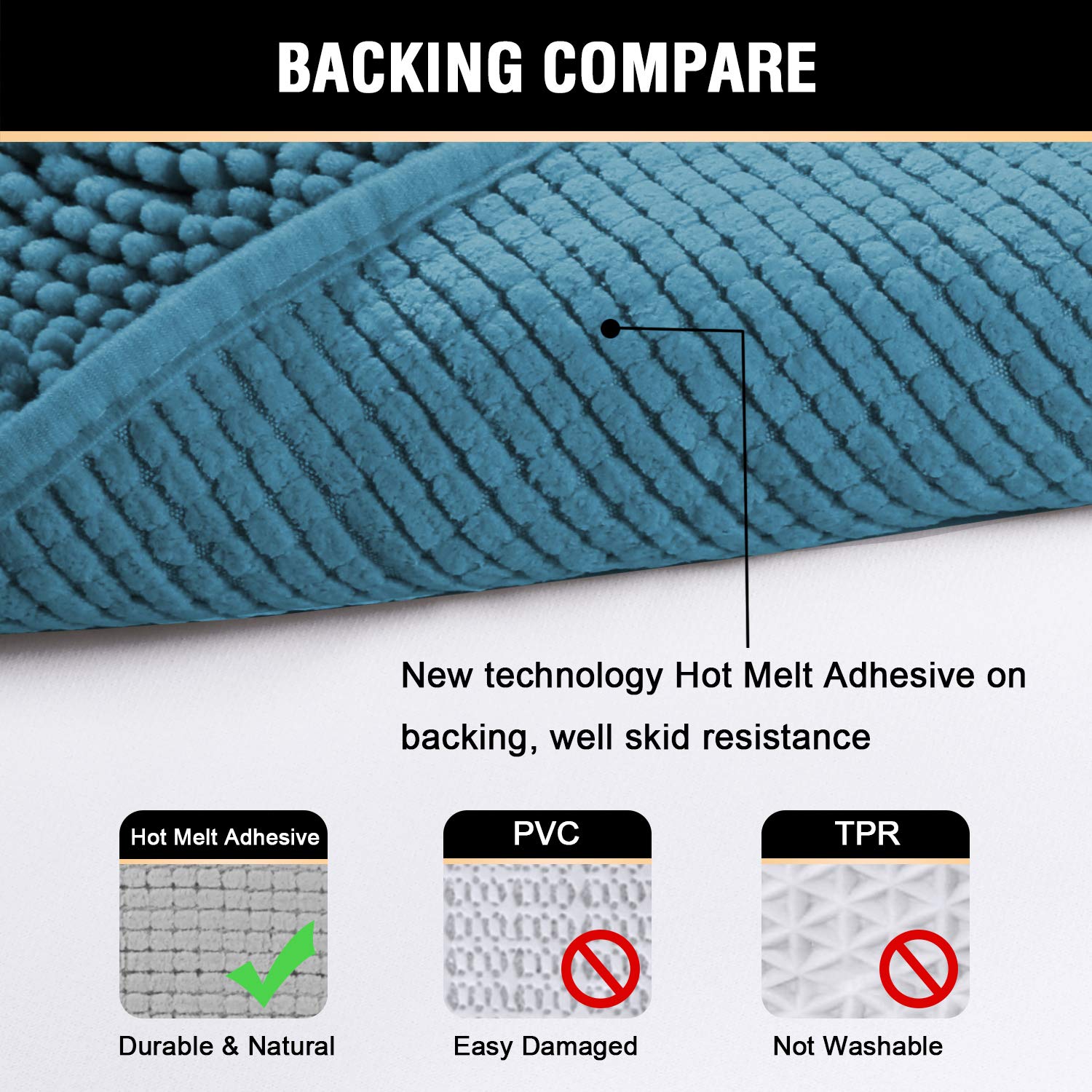 Bathroom Rug Set 2 Piece, Bath Mats for Bathroom Floor, Super Thick Soft Shaggy Chenille Bath Mats Machine Washable, Dry Fast Water Absorbent Bath Mats