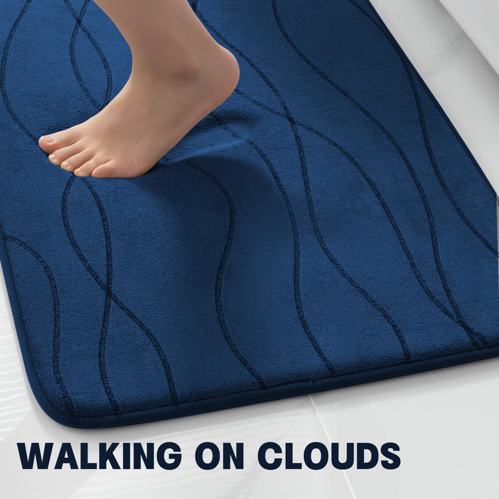 Memory Foam Grey Bathroom Rug, Ultra Absorbent Bath Mat for Bathroom - Non-Slip Machine Washable & Dry Quickly