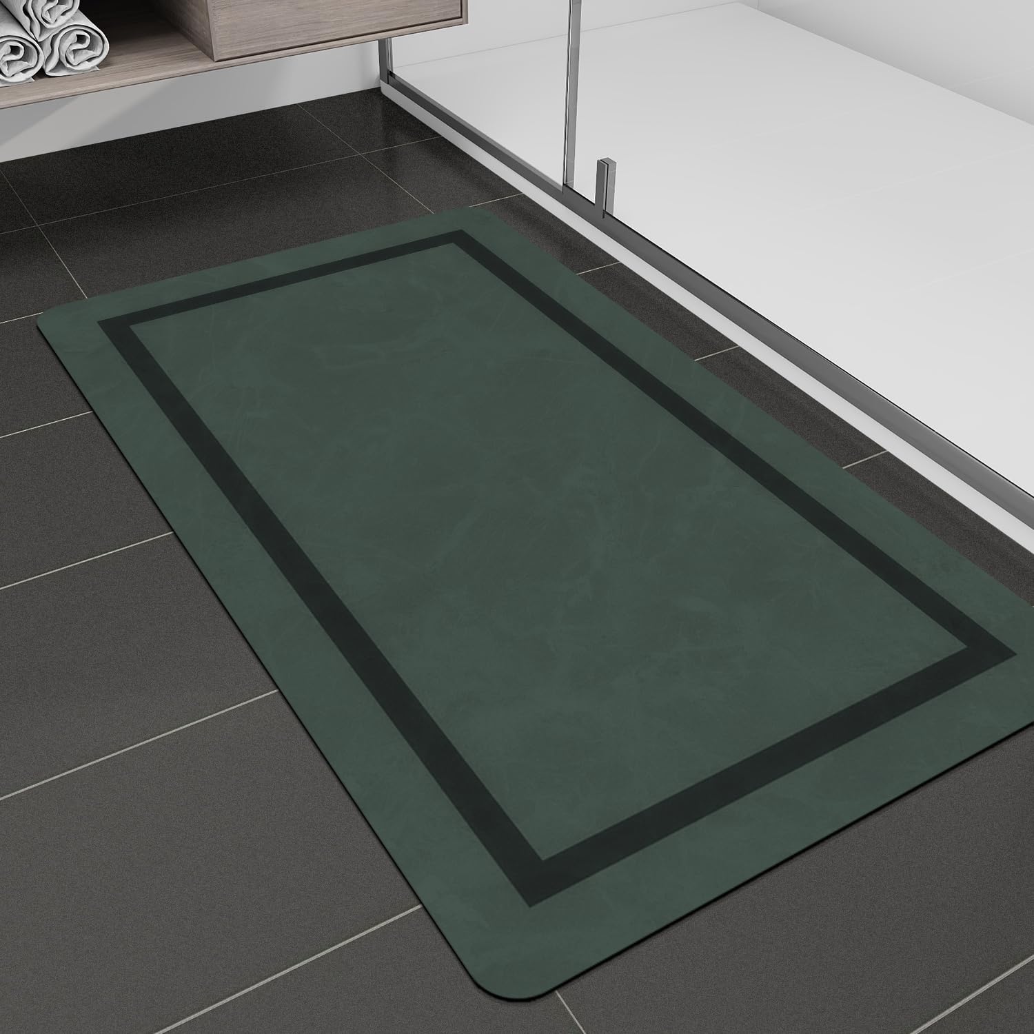 Quick Dry Bath Mat, Ultra Thin Bath Mat Non Slip Absorbent Bath Mats for Bathroom Floor Mat Fit Under Door for Bathroom Mat, (Grey, 24"x16")