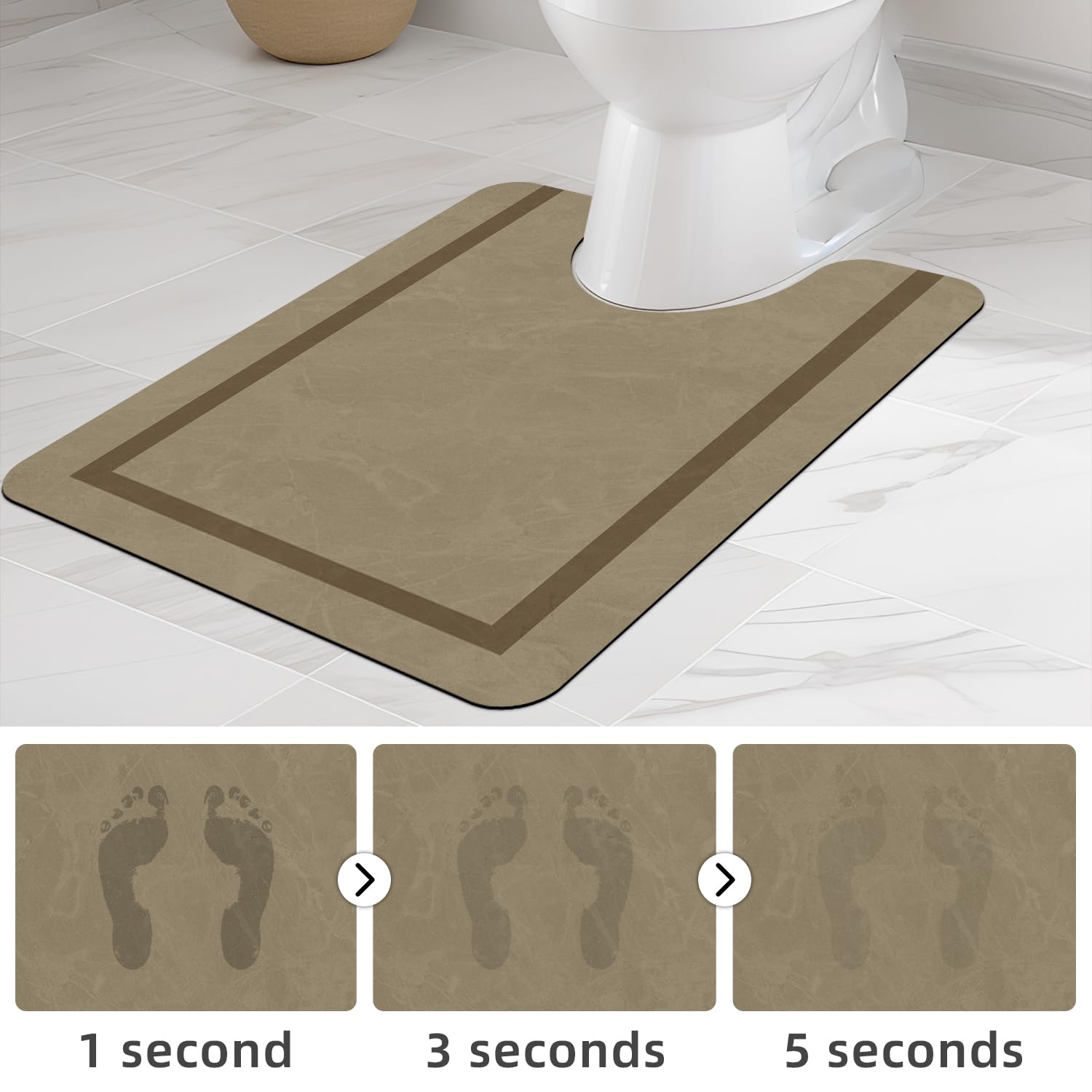 Quick Dry Bath Mat, Ultra Thin Bath Mat Non Slip Absorbent Bath Mats for Bathroom Floor Mat Fit Under Door for Bathroom Mat, (Grey, 24"x16")