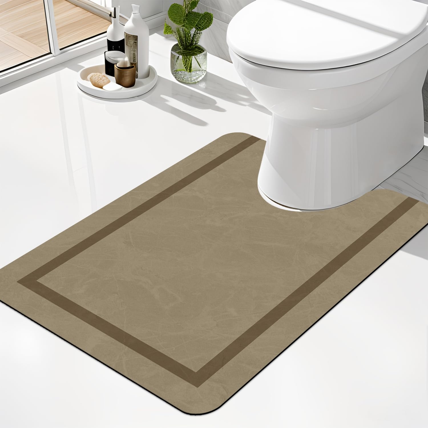 Quick Dry Bath Mat, Ultra Thin Bath Mat Non Slip Absorbent Bath Mats for Bathroom Floor Mat Fit Under Door for Bathroom Mat, (Grey, 24"x16")