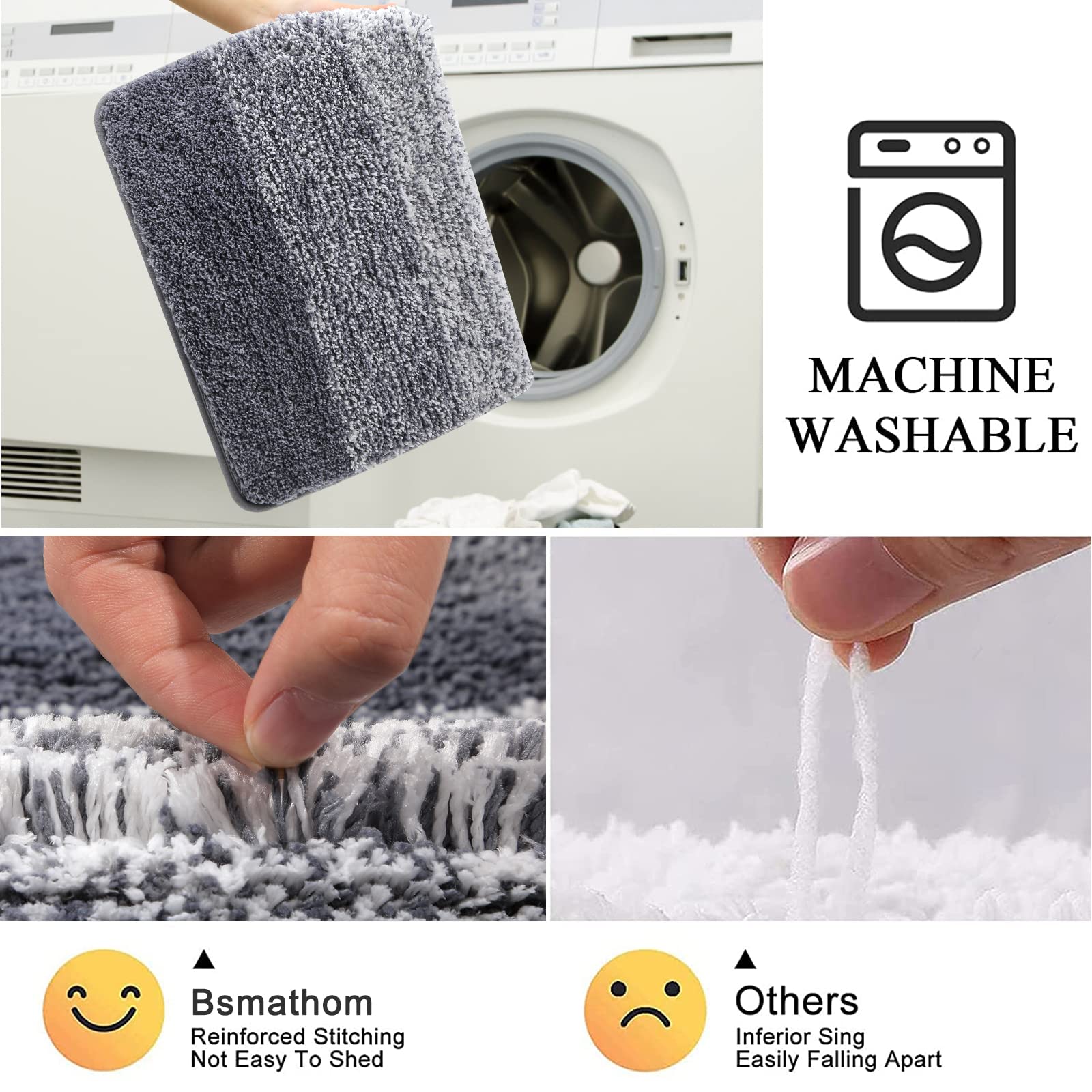 改Bathroom Rugs Sets 4 Piece with Toilet Lid Cover, Non-Slip Absorbentb Rugs and Mats for Bathroom Microfiber Shaggy Machine Washable Bath Rug Set, Coffee
