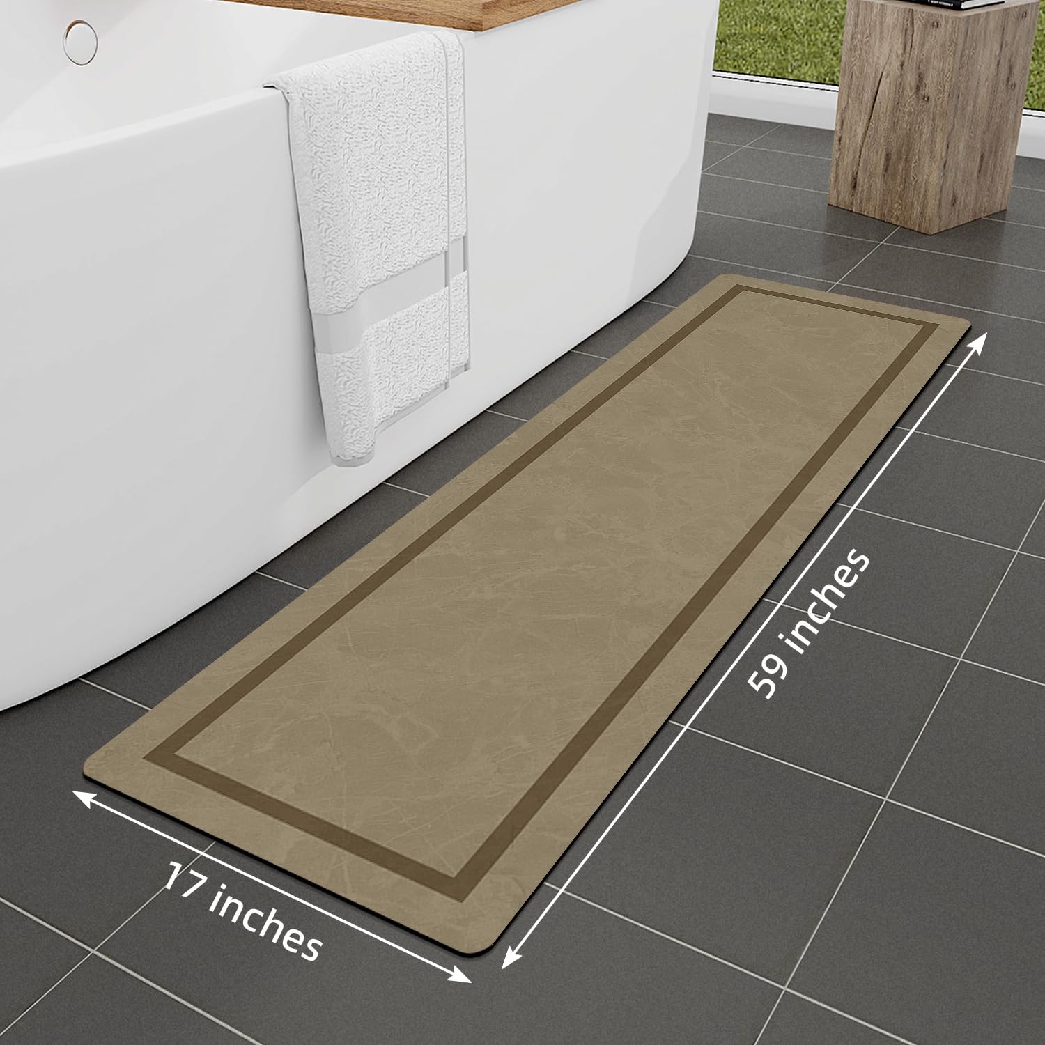 Quick Dry Bath Mat, Ultra Thin Bath Mat Non Slip Absorbent Bath Mats for Bathroom Floor Mat Fit Under Door for Bathroom Mat, (Grey, 24"x16")