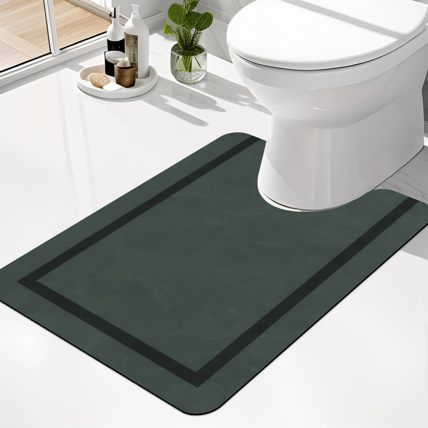 Quick Dry Bath Mat, Ultra Thin Bath Mat Non Slip Absorbent Bath Mats for Bathroom Floor Mat Fit Under Door for Bathroom Mat, (Grey, 24"x16")