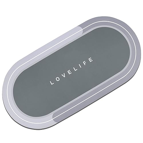 Rubber Bath mats Quick-Drying Non-Slip Bathroom mat Super Absorbent Bath mat Instant Dry Bath mat, Bathroom Rug in Front of The Kitchen Sink, Shower Room, Bathtub, Oval
