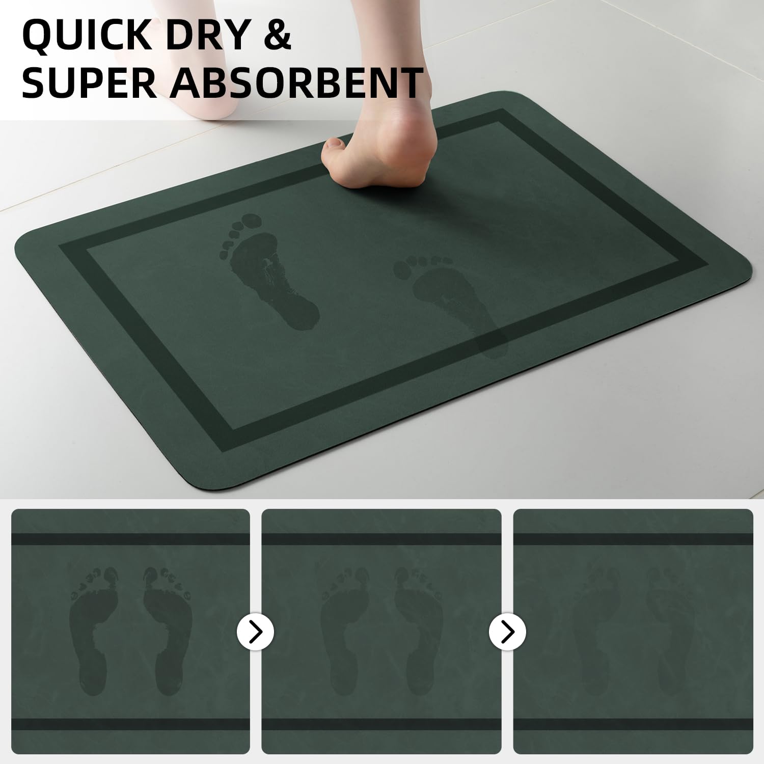 改chakme Quick Dry Bath Mat, Ultra Thin Bath Mat Non Slip Absorbent Bath Mats for Bathroom Floor Mat Fit Under Door for Bathroom Mat, (Grey, 24"x16")