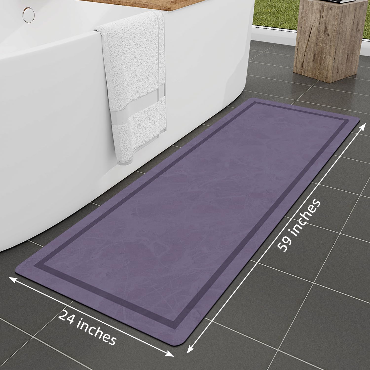 Quick Dry Bath Mat, Ultra Thin Bath Mat Non Slip Absorbent Bath Mats for Bathroom Floor Mat Fit Under Door for Bathroom Mat, (Grey, 24"x16")