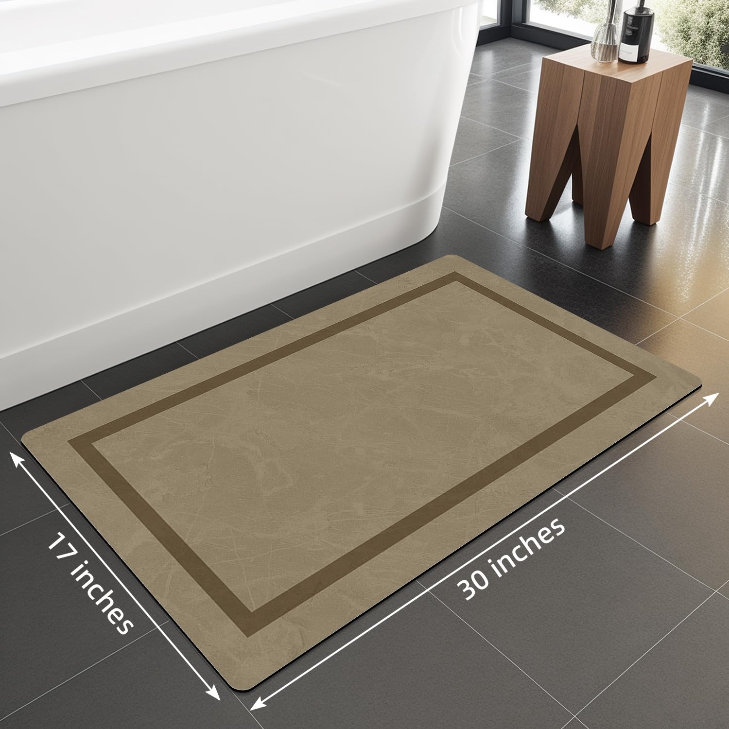 Quick Dry Bath Mat, Ultra Thin Bath Mat Non Slip Absorbent Bath Mats for Bathroom Floor Mat Fit Under Door for Bathroom Mat, (Grey, 24"x16")