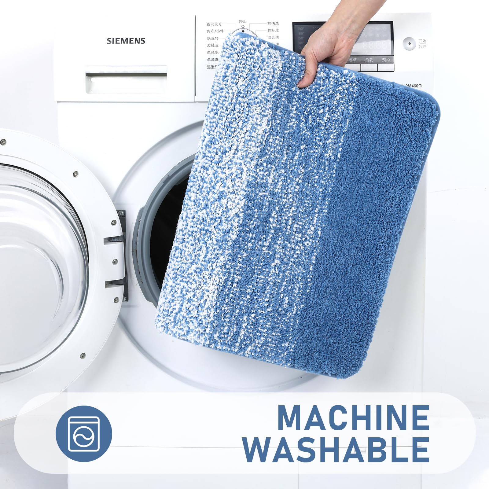 Rugs Sets 4 Piece with Toilet Lid Cover, Non-Slip Absorbentb Rugs and Mats for Bathroom Microfiber Shaggy Machine Washable Bath Rug Set