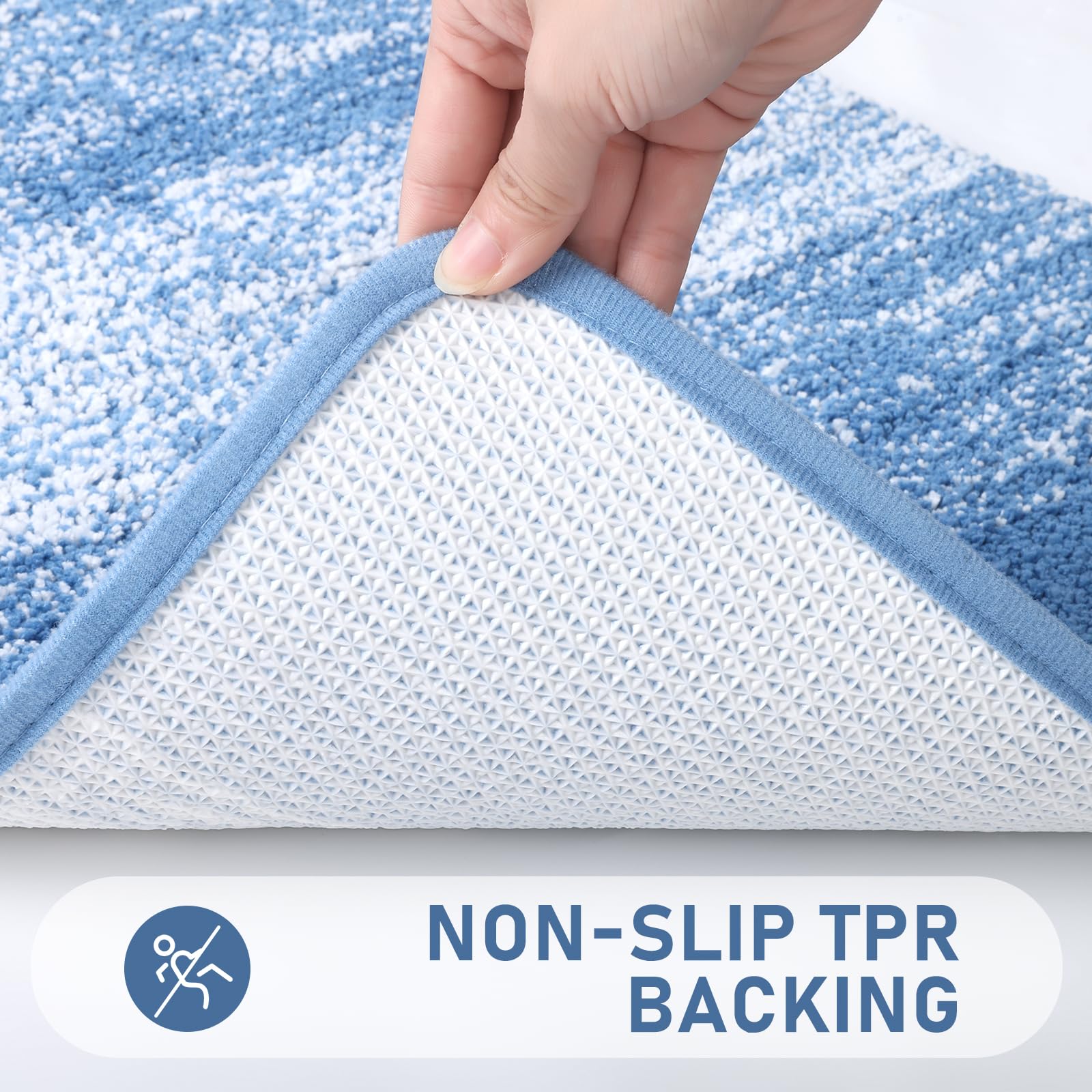Rugs Sets 4 Piece with Toilet Lid Cover, Non-Slip Absorbentb Rugs and Mats for Bathroom Microfiber Shaggy Machine Washable Bath Rug Set