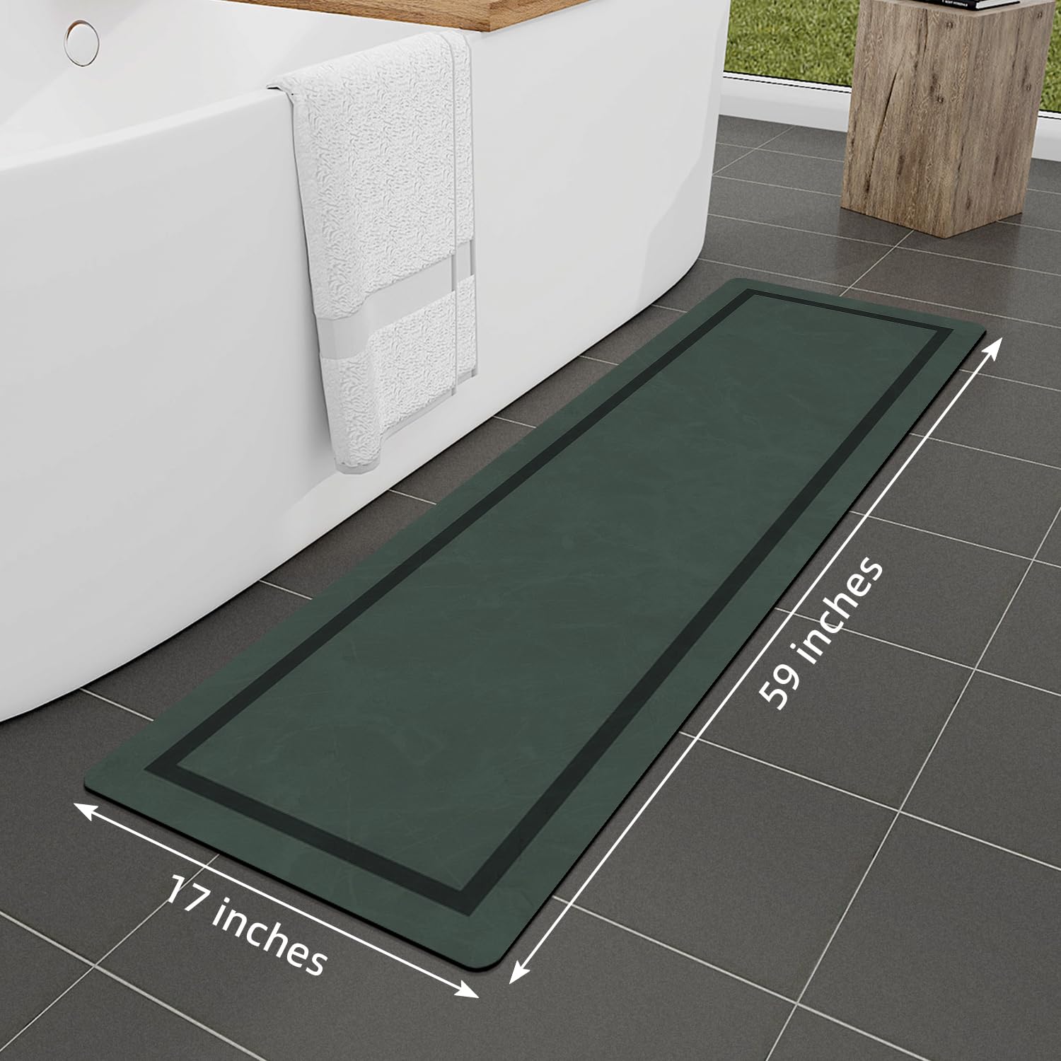 Quick Dry Bath Mat, Ultra Thin Bath Mat Non Slip Absorbent Bath Mats for Bathroom Floor Mat Fit Under Door for Bathroom Mat, (Grey, 24"x16")