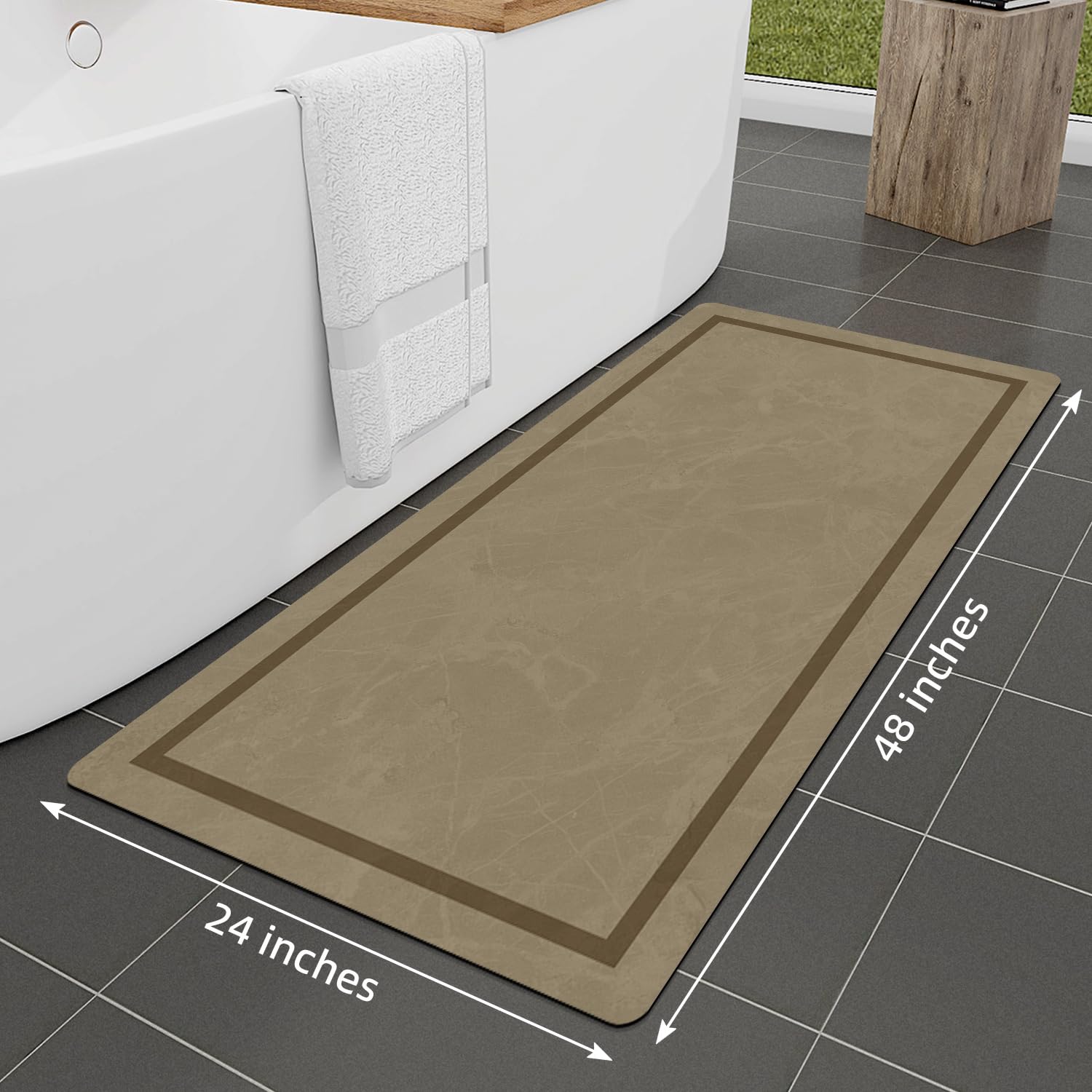Quick Dry Bath Mat, Ultra Thin Bath Mat Non Slip Absorbent Bath Mats for Bathroom Floor Mat Fit Under Door for Bathroom Mat, (Grey, 24"x16")