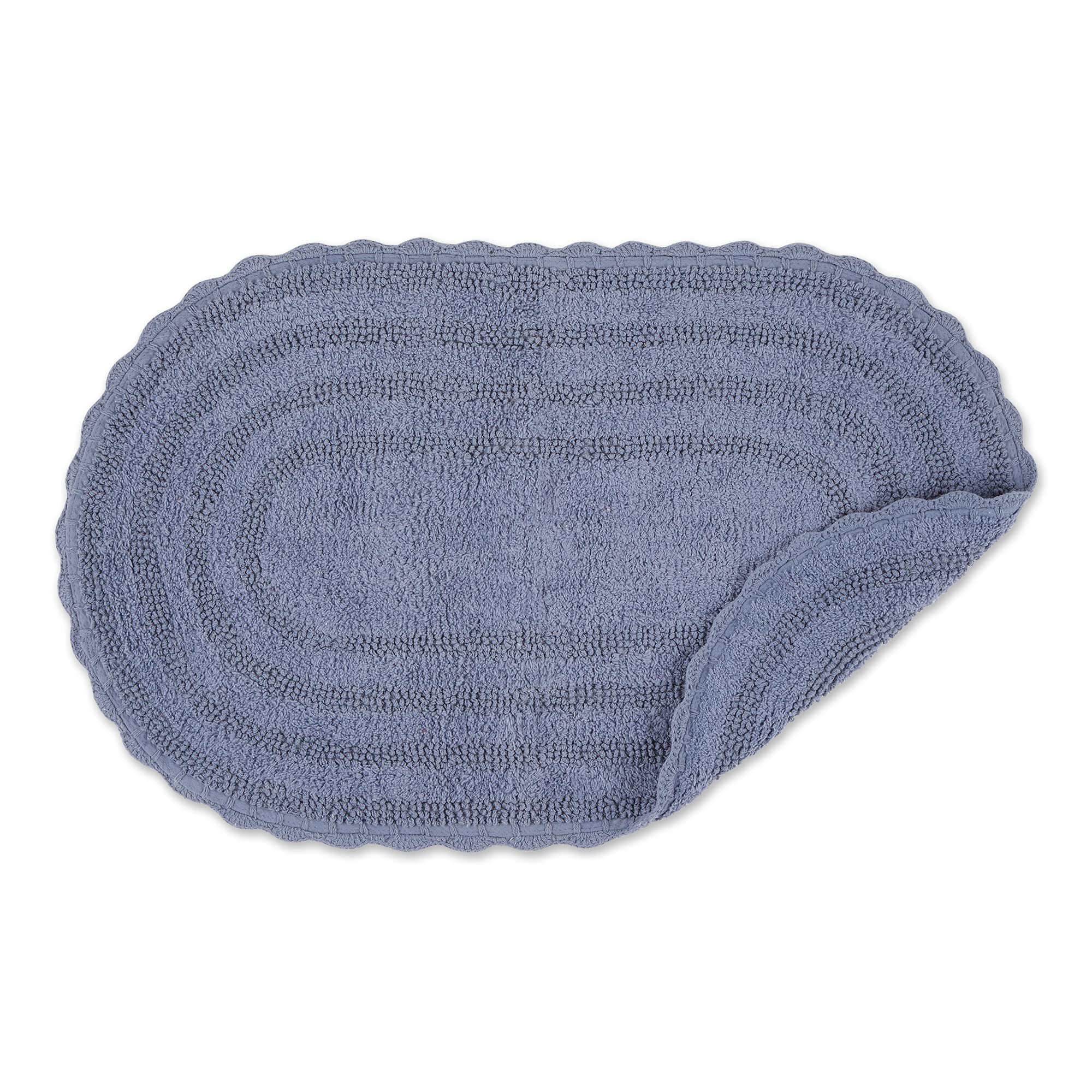 改DII Crochet Collection Reversible Bath Mat, Round, 27.5" Diameter, White