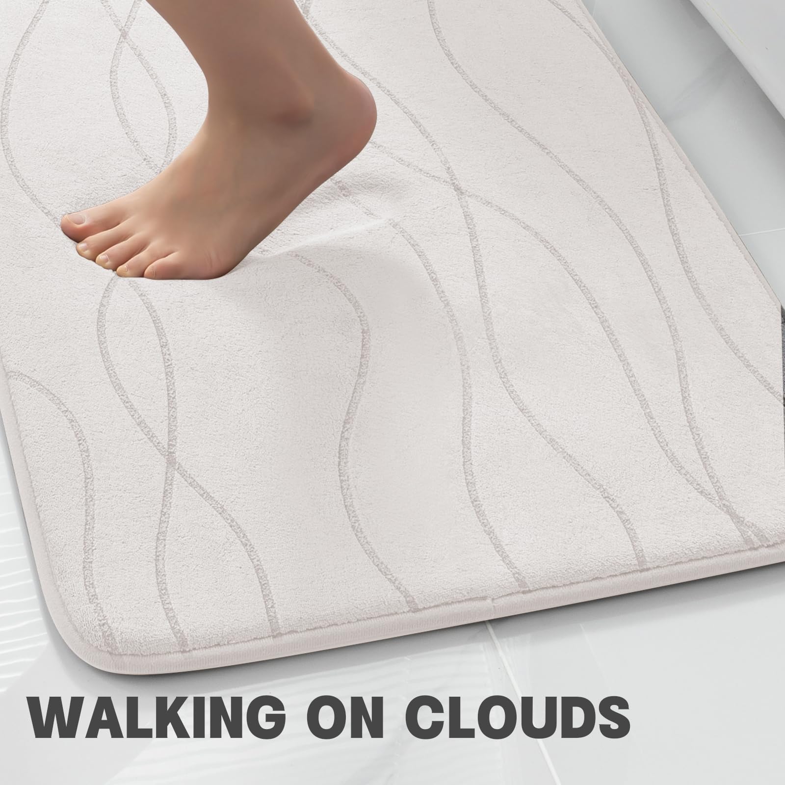 Memory Foam Grey Bathroom Rug, Ultra Absorbent Bath Mat for Bathroom - Non-Slip Machine Washable & Dry Quickly