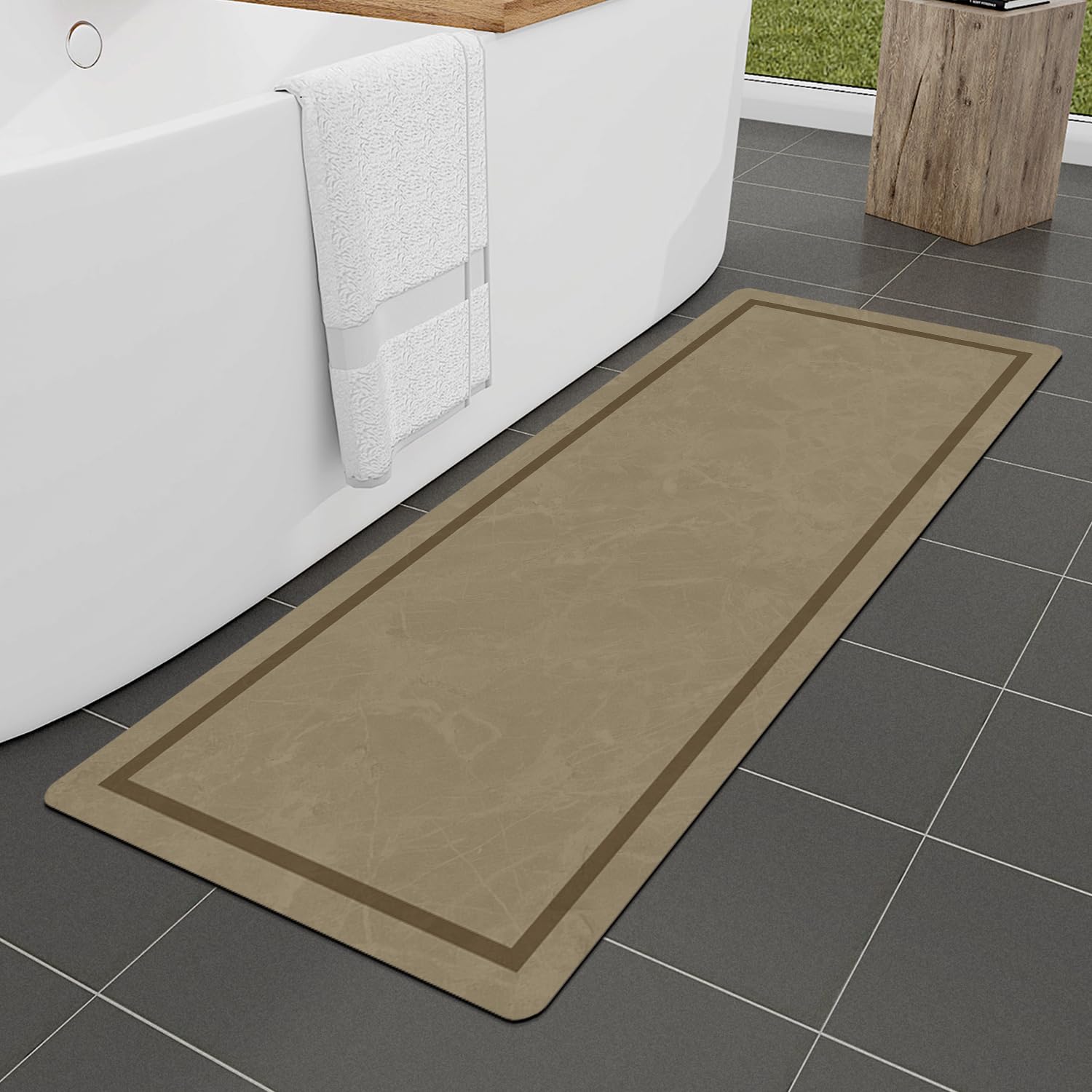 改chakme Quick Dry Bath Mat, Ultra Thin Bath Mat Non Slip Absorbent Bath Mats for Bathroom Floor Mat Fit Under Door for Bathroom Mat, (Grey, 24"x16")