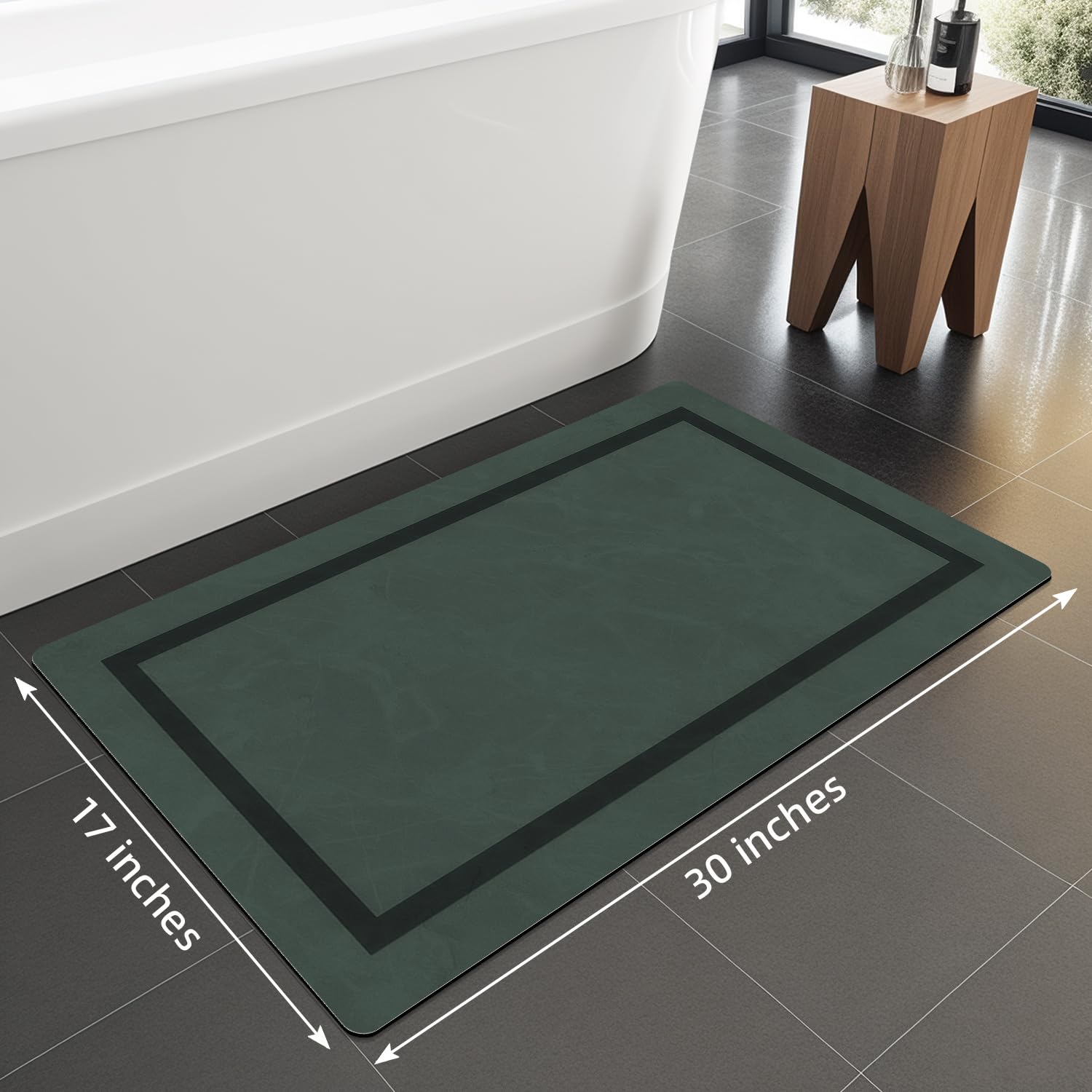 Quick Dry Bath Mat, Ultra Thin Bath Mat Non Slip Absorbent Bath Mats for Bathroom Floor Mat Fit Under Door for Bathroom Mat, (Grey, 24"x16")
