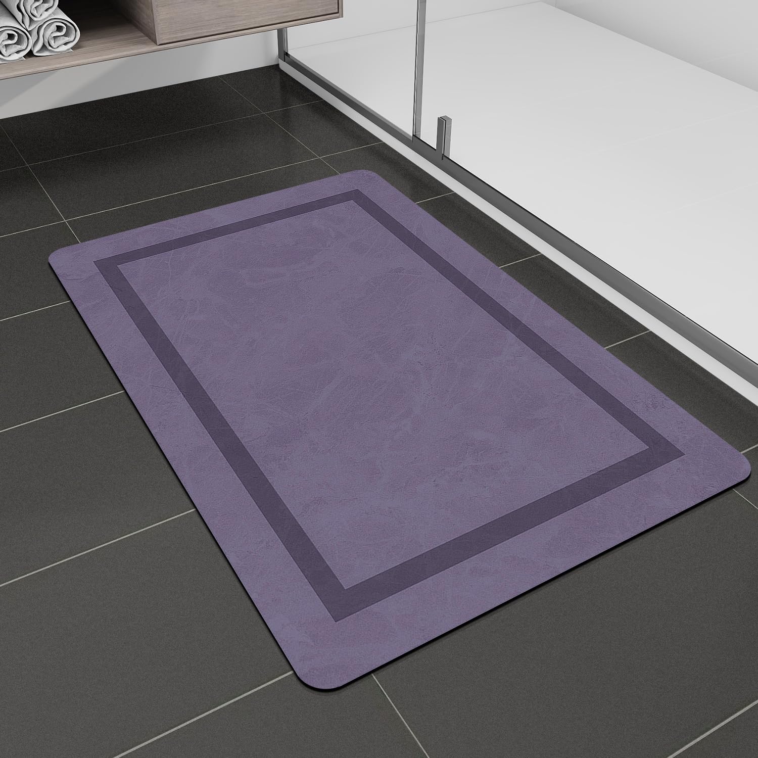Quick Dry Bath Mat, Ultra Thin Bath Mat Non Slip Absorbent Bath Mats for Bathroom Floor Mat Fit Under Door for Bathroom Mat, (Grey, 24"x16")
