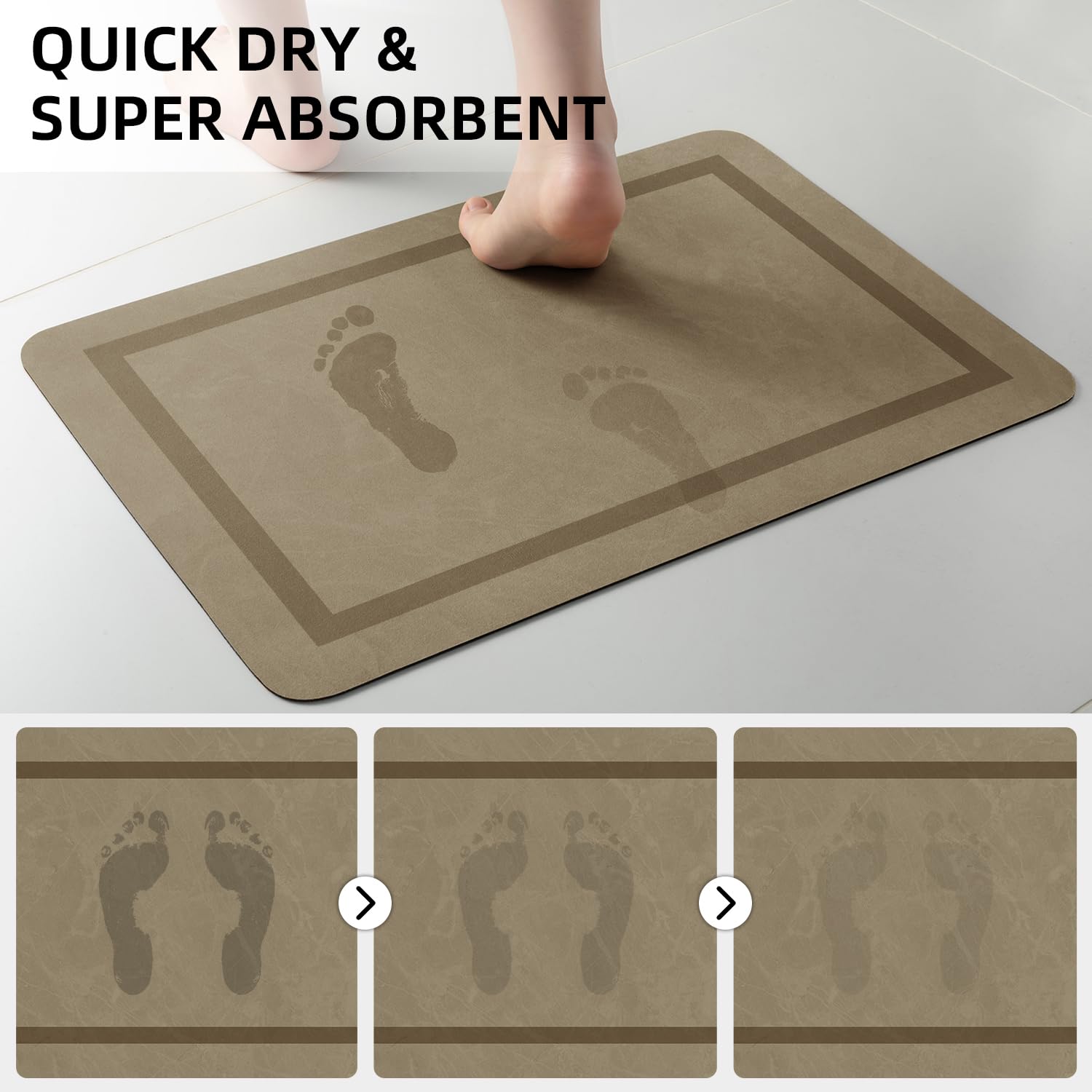 改chakme Quick Dry Bath Mat, Ultra Thin Bath Mat Non Slip Absorbent Bath Mats for Bathroom Floor Mat Fit Under Door for Bathroom Mat, (Grey, 24"x16")
