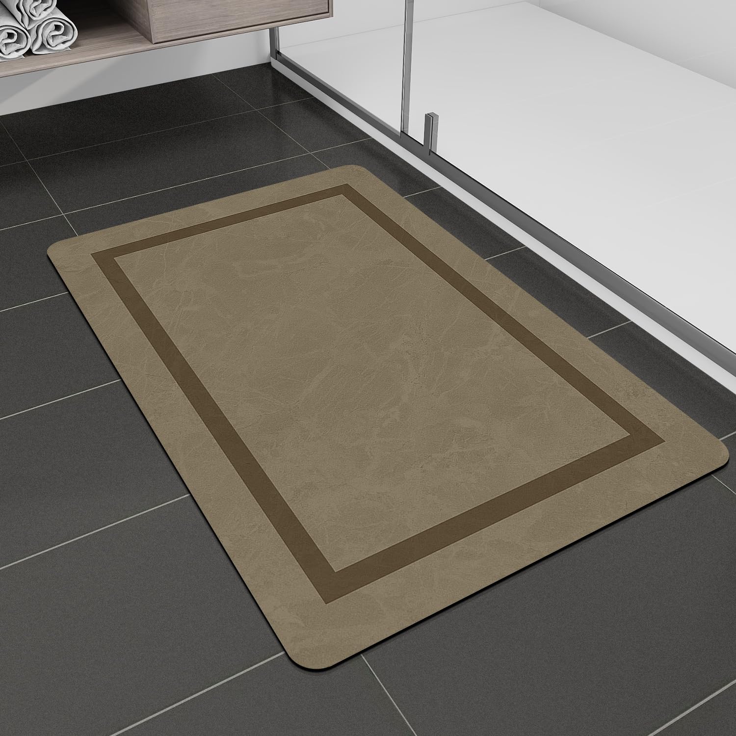 Quick Dry Bath Mat, Ultra Thin Bath Mat Non Slip Absorbent Bath Mats for Bathroom Floor Mat Fit Under Door for Bathroom Mat, (Grey, 24"x16")