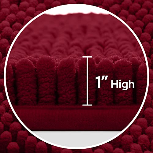 3 Pieces Bathroom Rugs, Ultra Soft Non Slip Absorbent Chenille Toilet Bath Mat Set