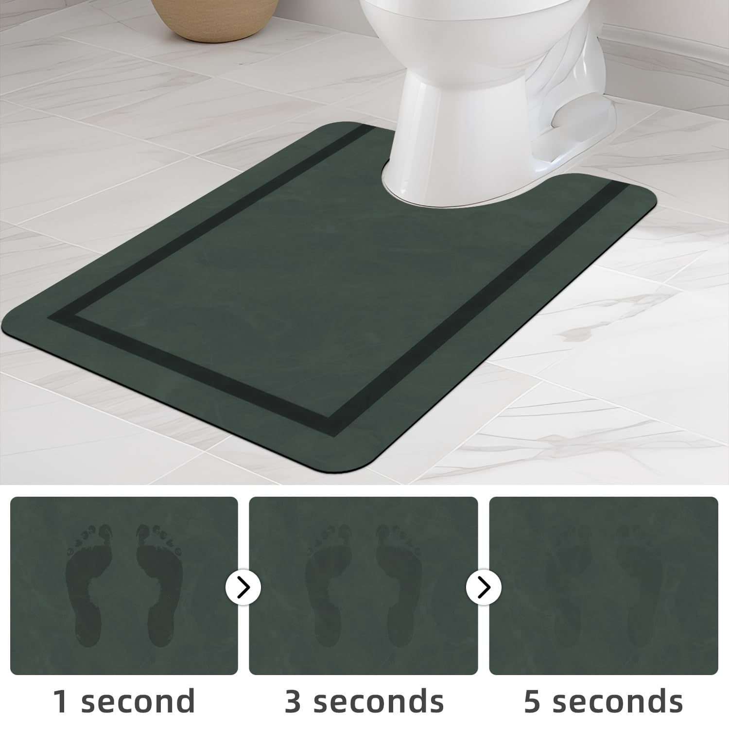 Quick Dry Bath Mat, Ultra Thin Bath Mat Non Slip Absorbent Bath Mats for Bathroom Floor Mat Fit Under Door for Bathroom Mat, (Grey, 24"x16")