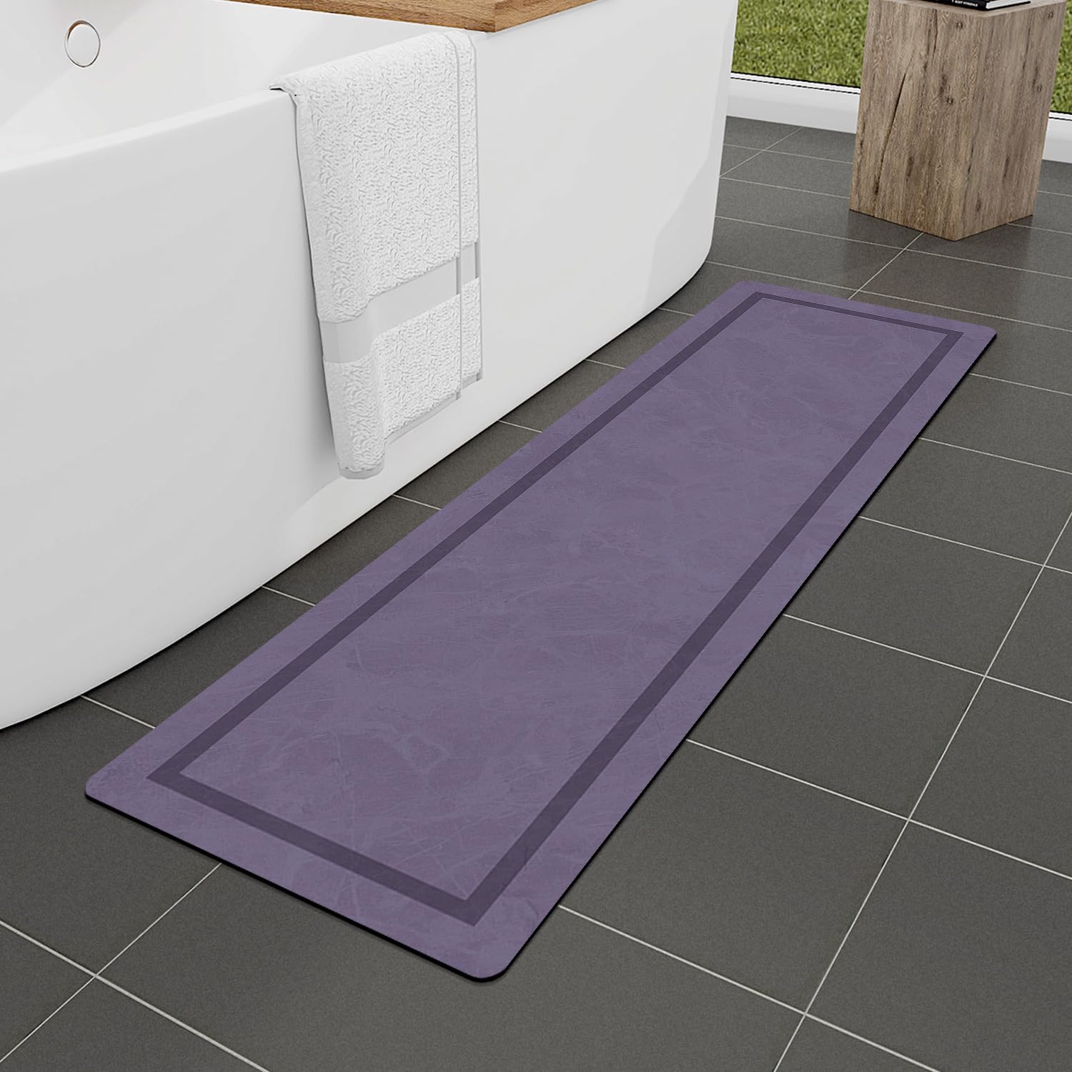 Quick Dry Bath Mat, Ultra Thin Bath Mat Non Slip Absorbent Bath Mats for Bathroom Floor Mat Fit Under Door for Bathroom Mat, (Grey, 24"x16")
