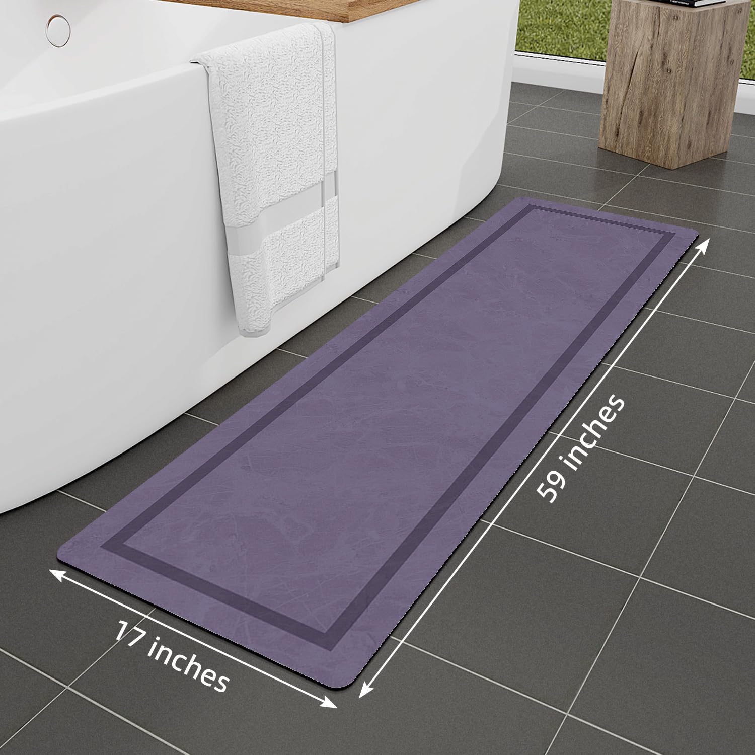 Quick Dry Bath Mat, Ultra Thin Bath Mat Non Slip Absorbent Bath Mats for Bathroom Floor Mat Fit Under Door for Bathroom Mat, (Grey, 24"x16")