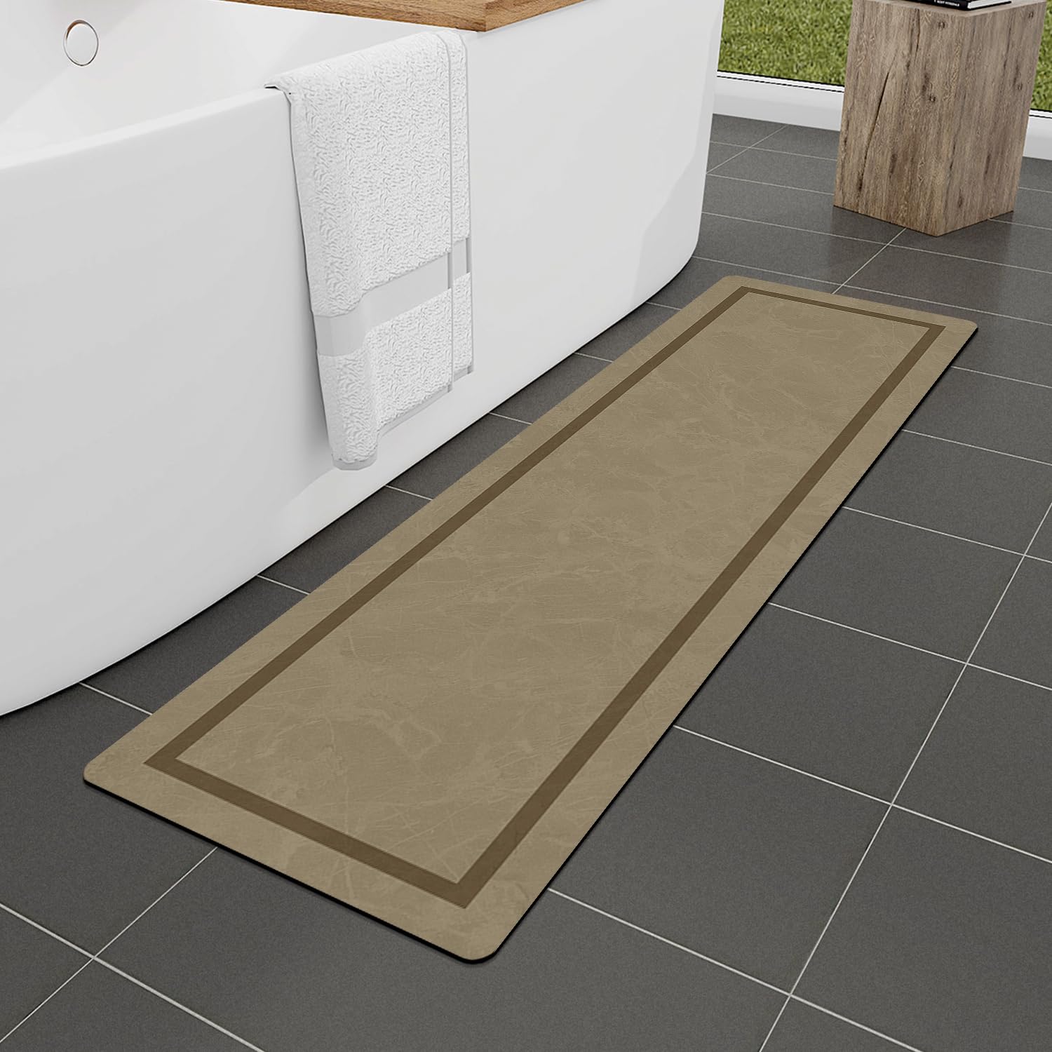 Quick Dry Bath Mat, Ultra Thin Bath Mat Non Slip Absorbent Bath Mats for Bathroom Floor Mat Fit Under Door for Bathroom Mat, (Grey, 24"x16")