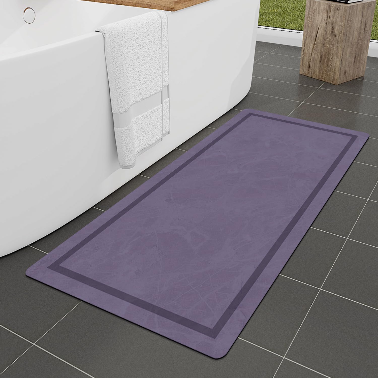 Quick Dry Bath Mat, Ultra Thin Bath Mat Non Slip Absorbent Bath Mats for Bathroom Floor Mat Fit Under Door for Bathroom Mat, (Grey, 24"x16")