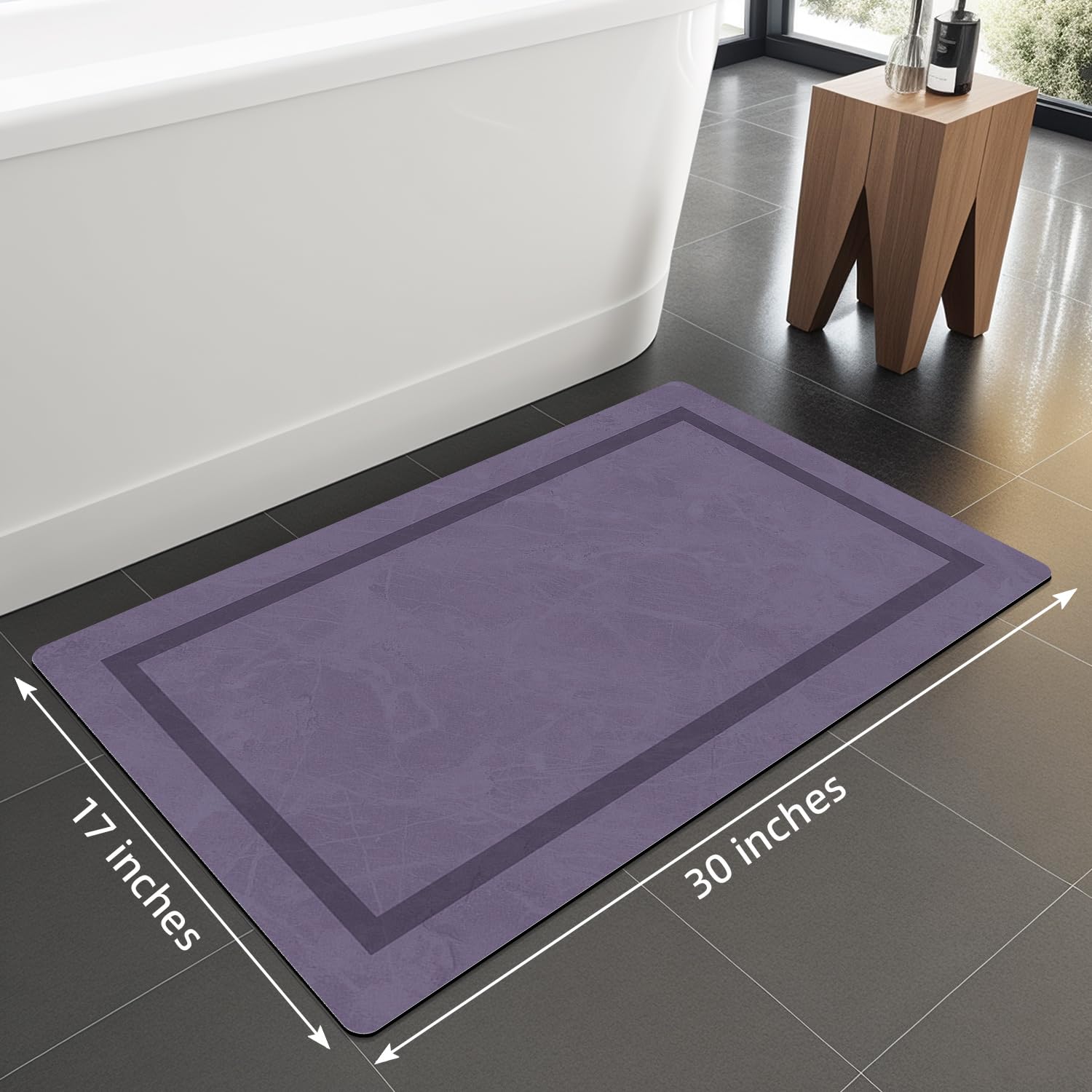 Quick Dry Bath Mat, Ultra Thin Bath Mat Non Slip Absorbent Bath Mats for Bathroom Floor Mat Fit Under Door for Bathroom Mat, (Grey, 24"x16")