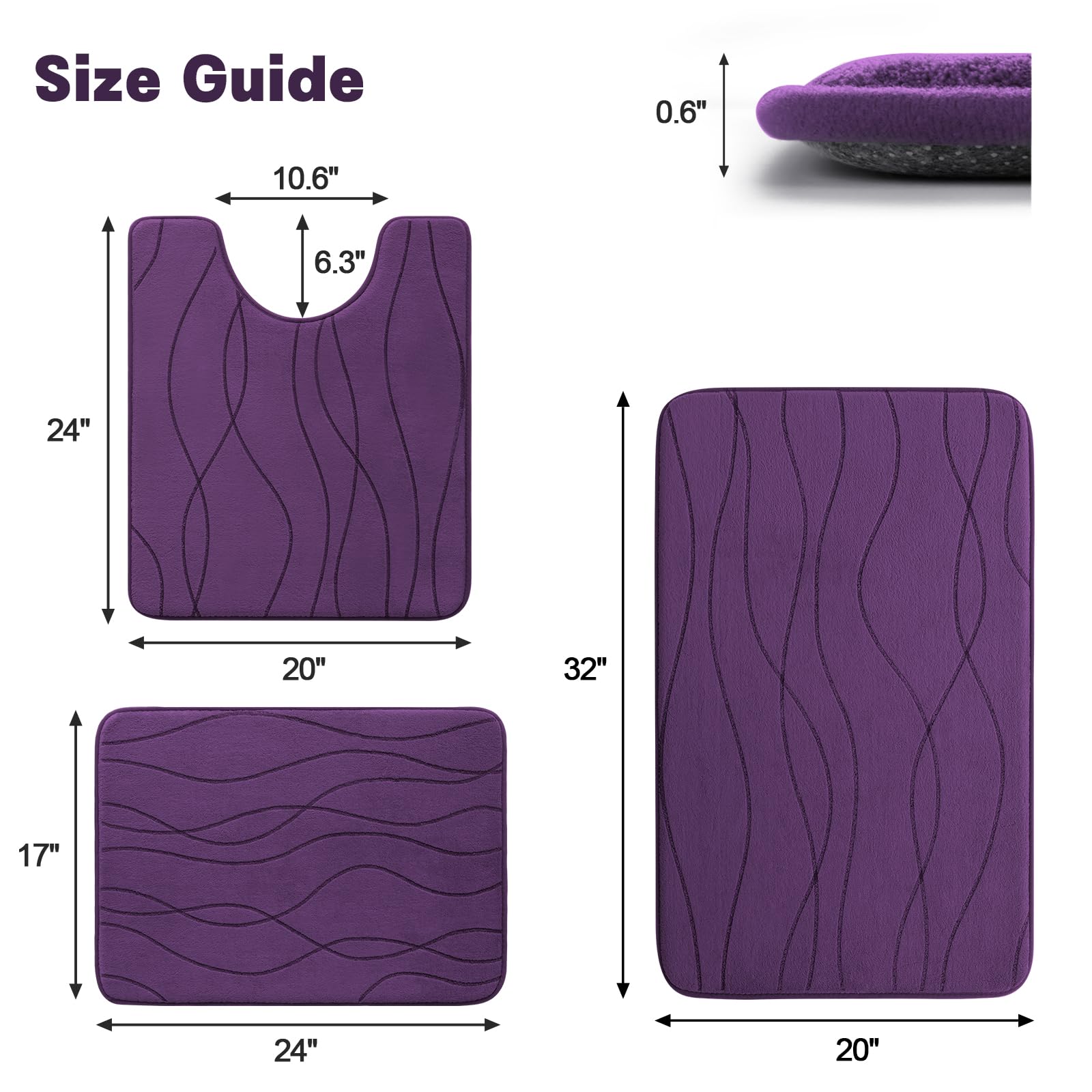 Memory Foam Grey Bathroom Rug, Ultra Absorbent Bath Mat for Bathroom - Non-Slip Machine Washable & Dry Quickly