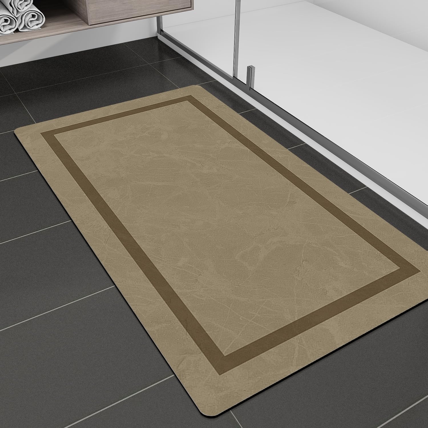 Quick Dry Bath Mat, Ultra Thin Bath Mat Non Slip Absorbent Bath Mats for Bathroom Floor Mat Fit Under Door for Bathroom Mat, (Grey, 24"x16")