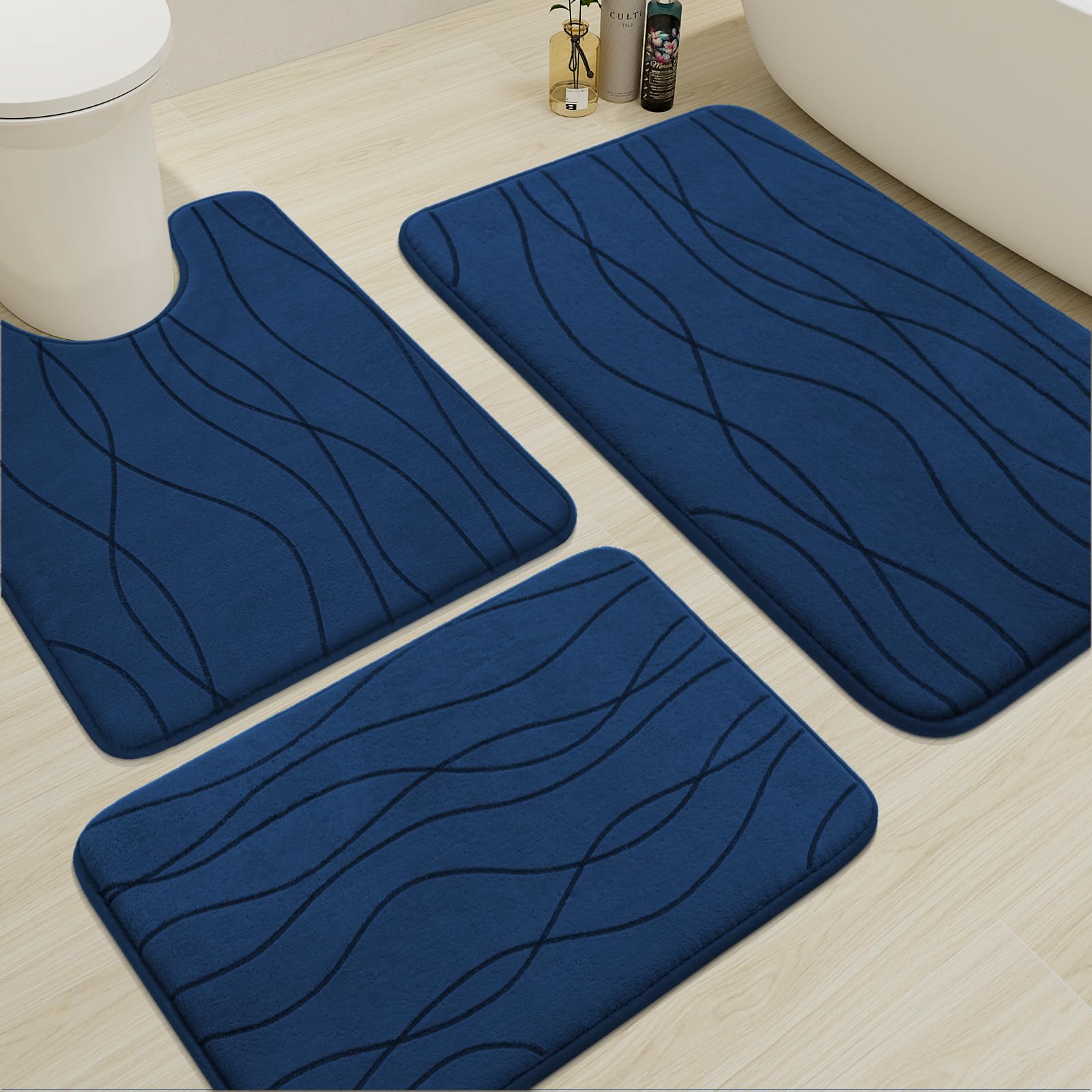 Memory Foam Grey Bathroom Rug, Ultra Absorbent Bath Mat for Bathroom - Non-Slip Machine Washable & Dry Quickly
