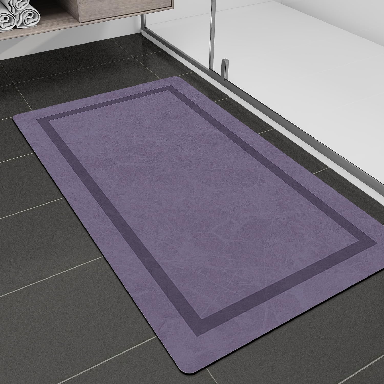 Quick Dry Bath Mat, Ultra Thin Bath Mat Non Slip Absorbent Bath Mats for Bathroom Floor Mat Fit Under Door for Bathroom Mat, (Grey, 24"x16")