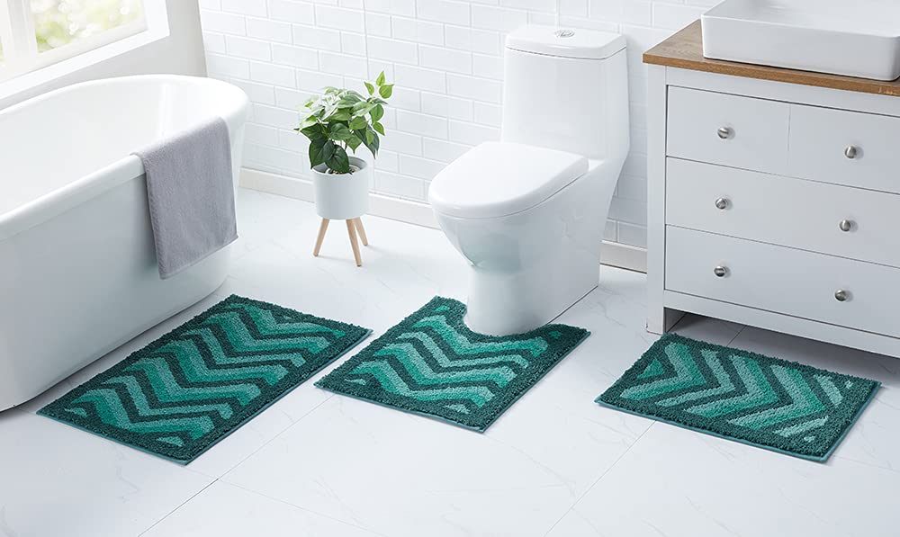 改Clara Clark Bathroom Rugs, Ultra Soft Shaggy Bath Rugs - Bath Mats for Bathroom, Machine Wash, Non Slip Backing Rubber, 3 Piece Bathroom Rug Set, Gray