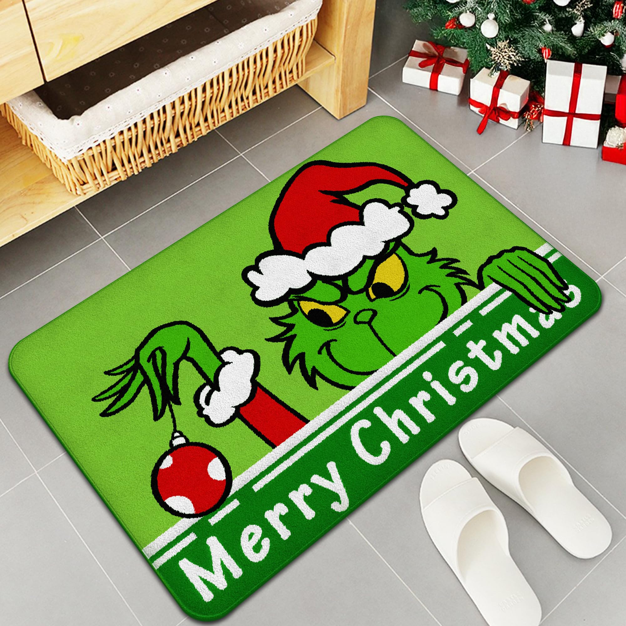 改Christmas Bathroom Rugs Christmas Bath Mat for Bathroom Decorations Non Slip Absorbent Washable Shower Mat for Xmas Kitchen Bedroom Indoor Holiday Bath Decor 20x30 Inch