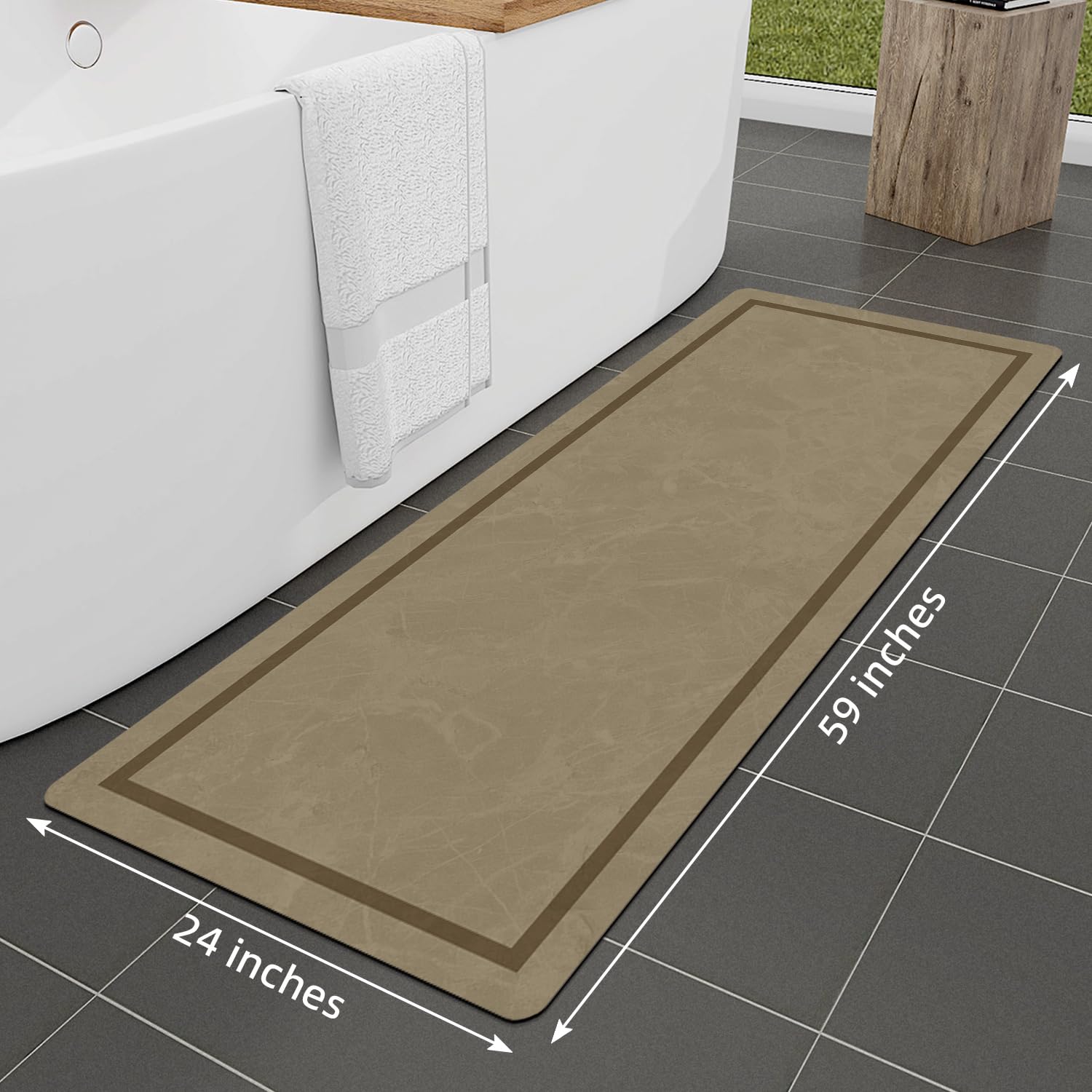 改chakme Quick Dry Bath Mat, Ultra Thin Bath Mat Non Slip Absorbent Bath Mats for Bathroom Floor Mat Fit Under Door for Bathroom Mat, (Grey, 24"x16")