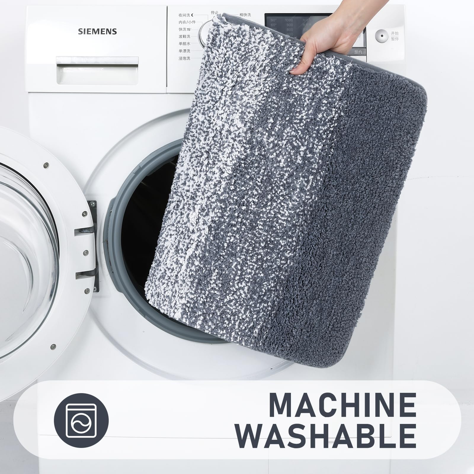 Rugs Sets 4 Piece with Toilet Lid Cover, Non-Slip Absorbentb Rugs and Mats for Bathroom Microfiber Shaggy Machine Washable Bath Rug Set