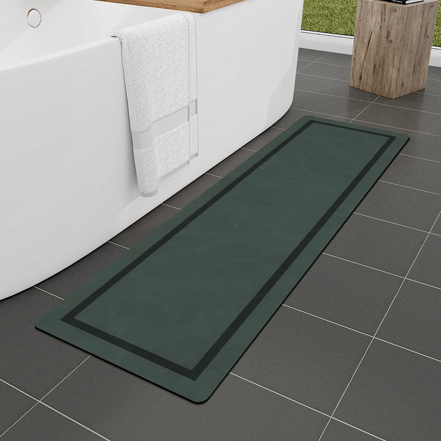Quick Dry Bath Mat, Ultra Thin Bath Mat Non Slip Absorbent Bath Mats for Bathroom Floor Mat Fit Under Door for Bathroom Mat, (Grey, 24"x16")