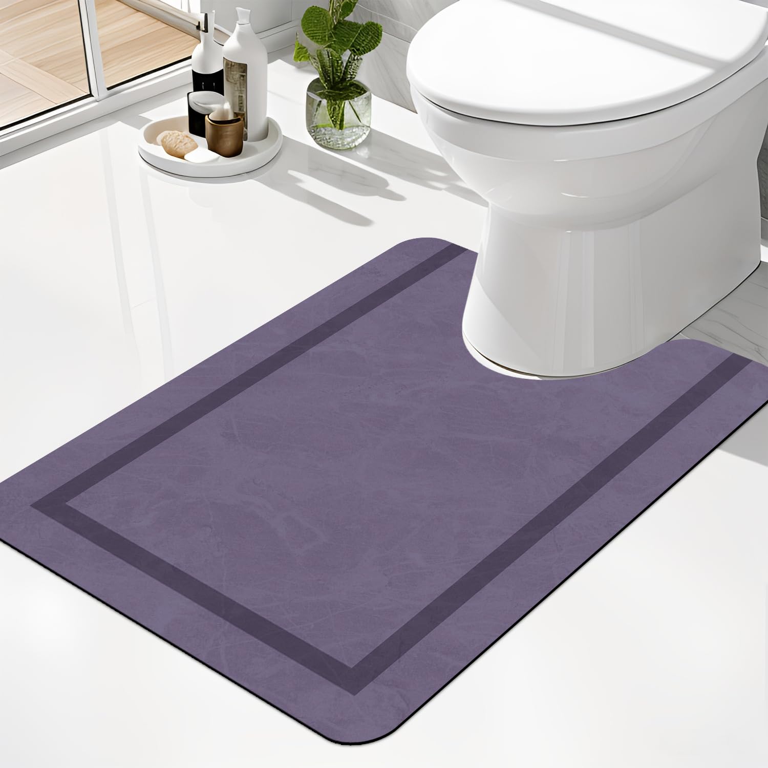 Quick Dry Bath Mat, Ultra Thin Bath Mat Non Slip Absorbent Bath Mats for Bathroom Floor Mat Fit Under Door for Bathroom Mat, (Grey, 24"x16")