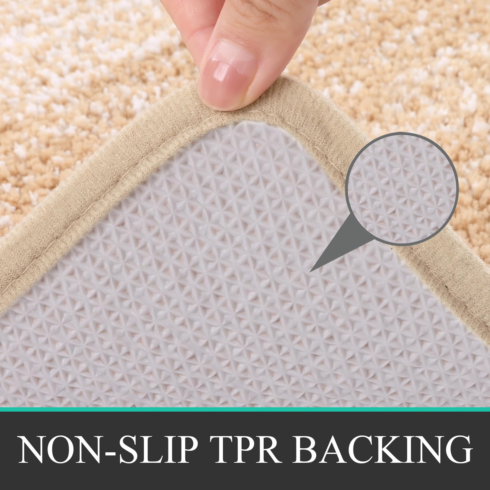 Rugs Sets 4 Piece with Toilet Lid Cover, Non-Slip Absorbentb Rugs and Mats for Bathroom Microfiber Shaggy Machine Washable Bath Rug Set