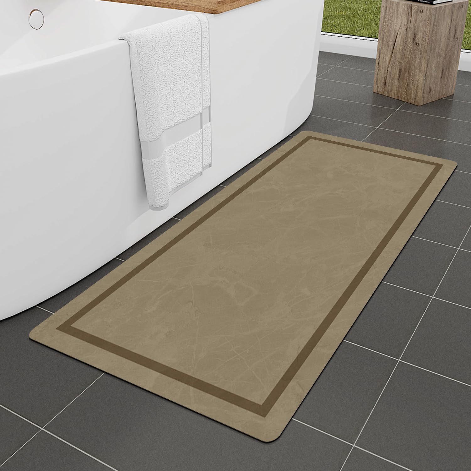 Quick Dry Bath Mat, Ultra Thin Bath Mat Non Slip Absorbent Bath Mats for Bathroom Floor Mat Fit Under Door for Bathroom Mat, (Grey, 24"x16")